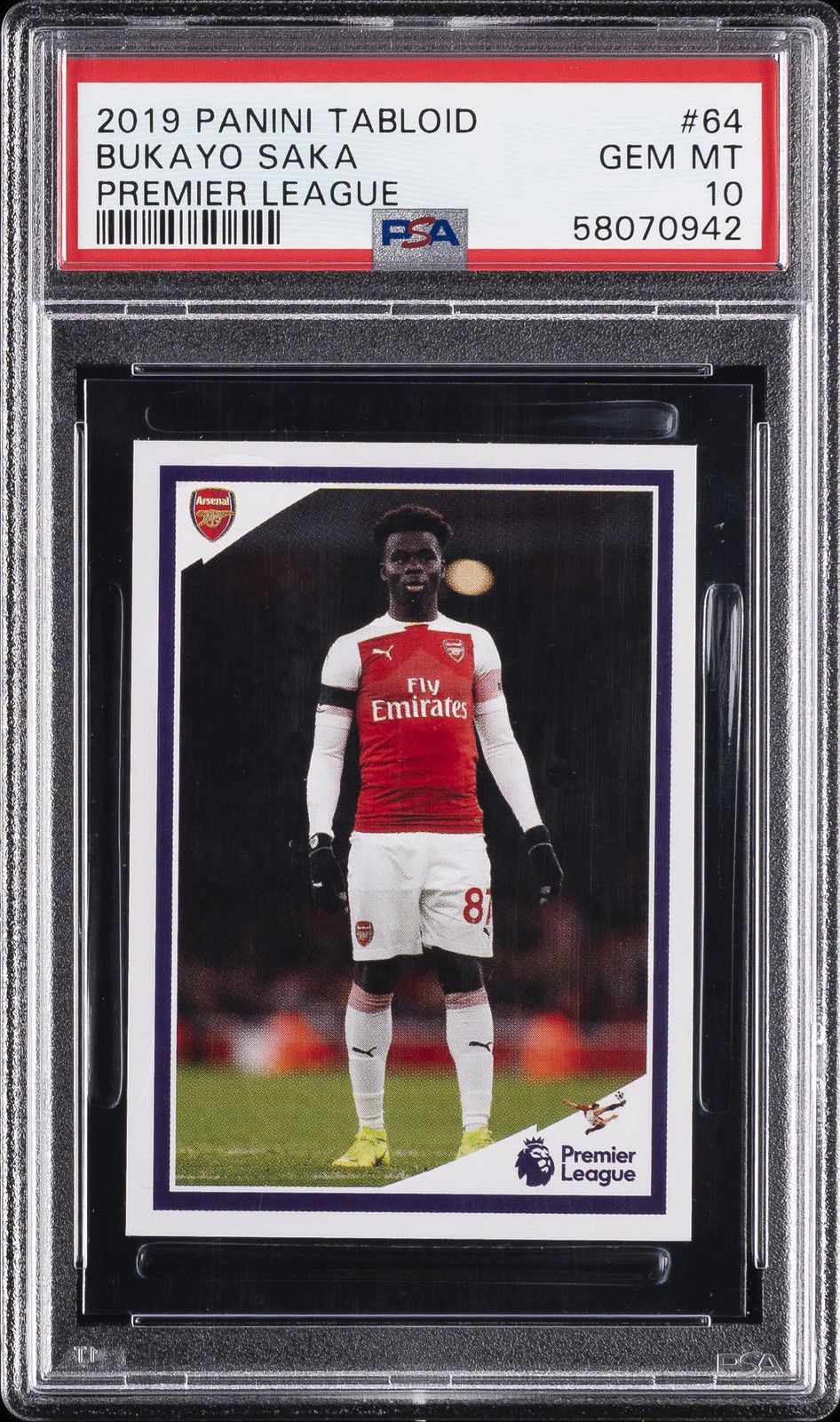 2019 PANINI TABLOID PREMIER LEAGUE #64 BUKAYO SAKA PSA 10