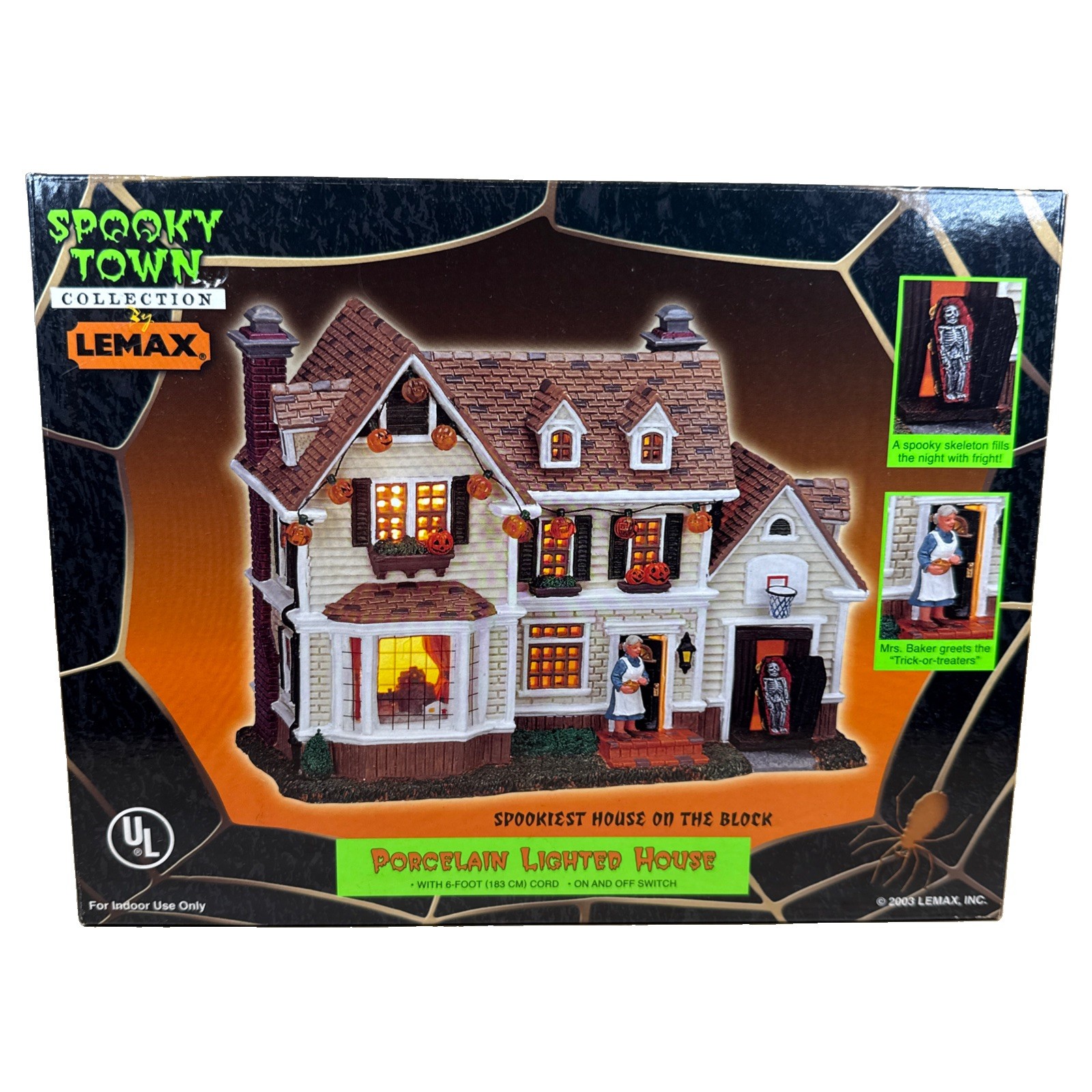 Vtg LEMAX Spooky Town Halloween Spookiest House On The Block 2003 Lighted 35785A