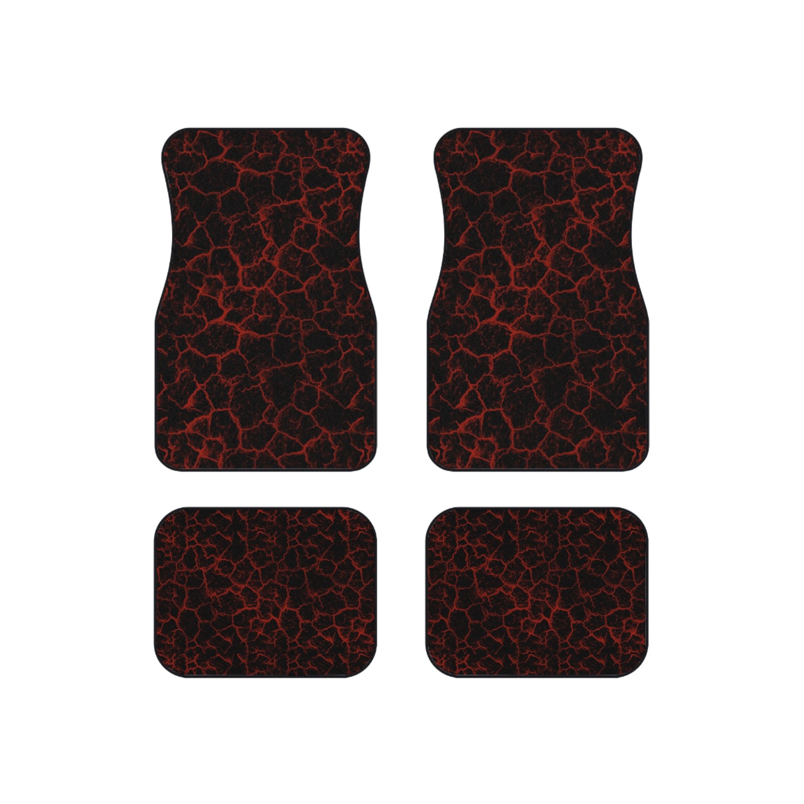 Red Lava Crackle Car Mats | Set of 4 Universal Floor Mat 