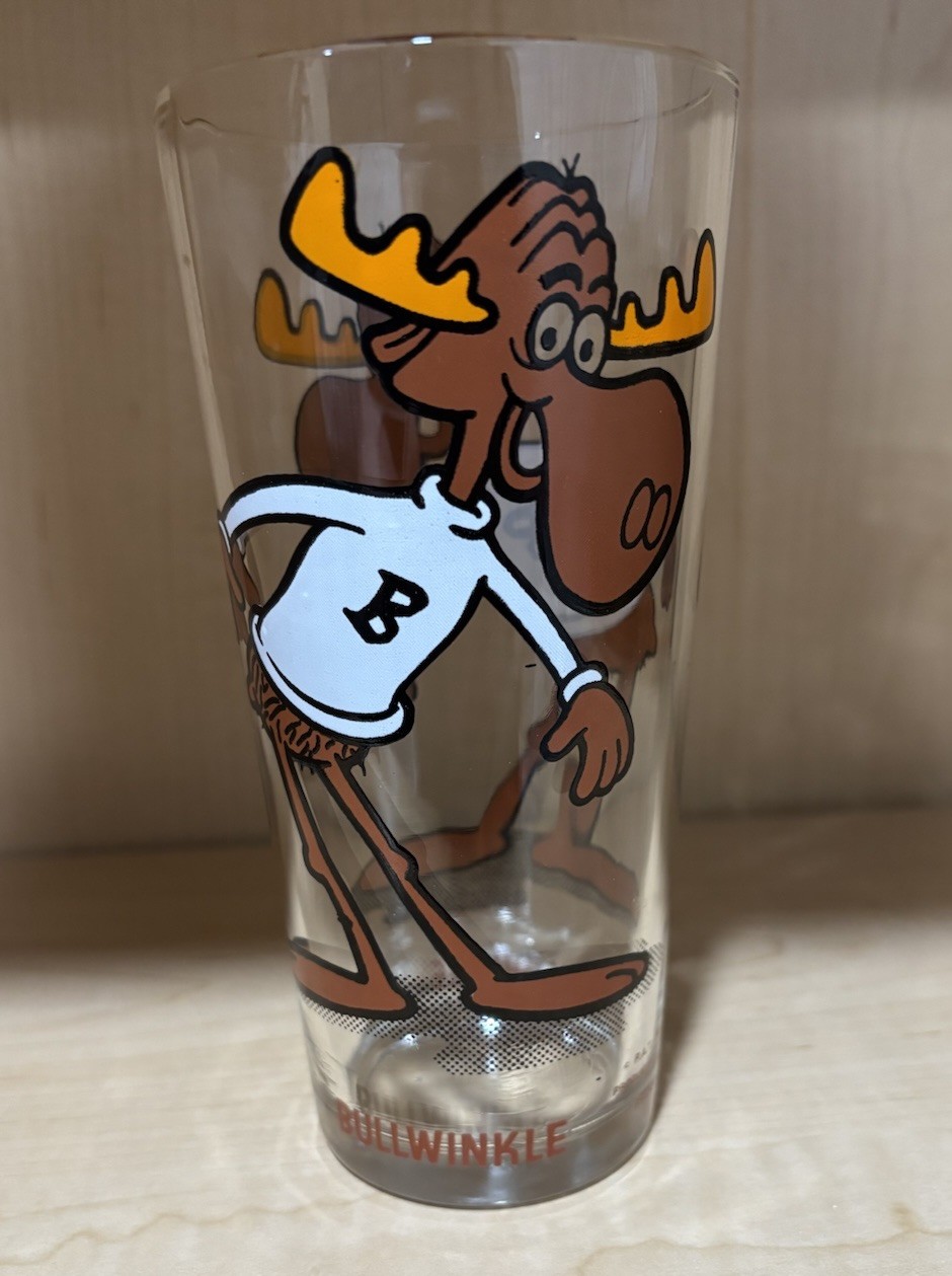 Vintage Bullwinkle 1975 Pepsi Collector Series P.A.T. - Ward Glass Moose Vintage