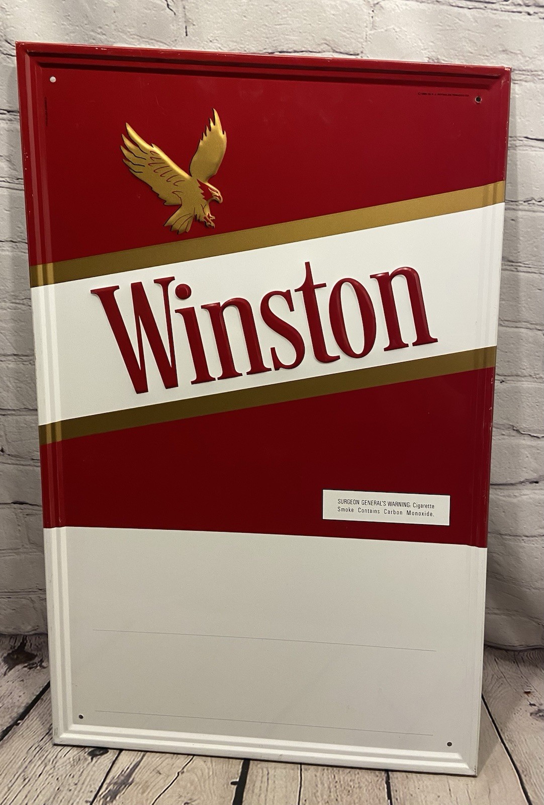 Vintage Winston Cigarettes Sign Metal NOS USA Advertising