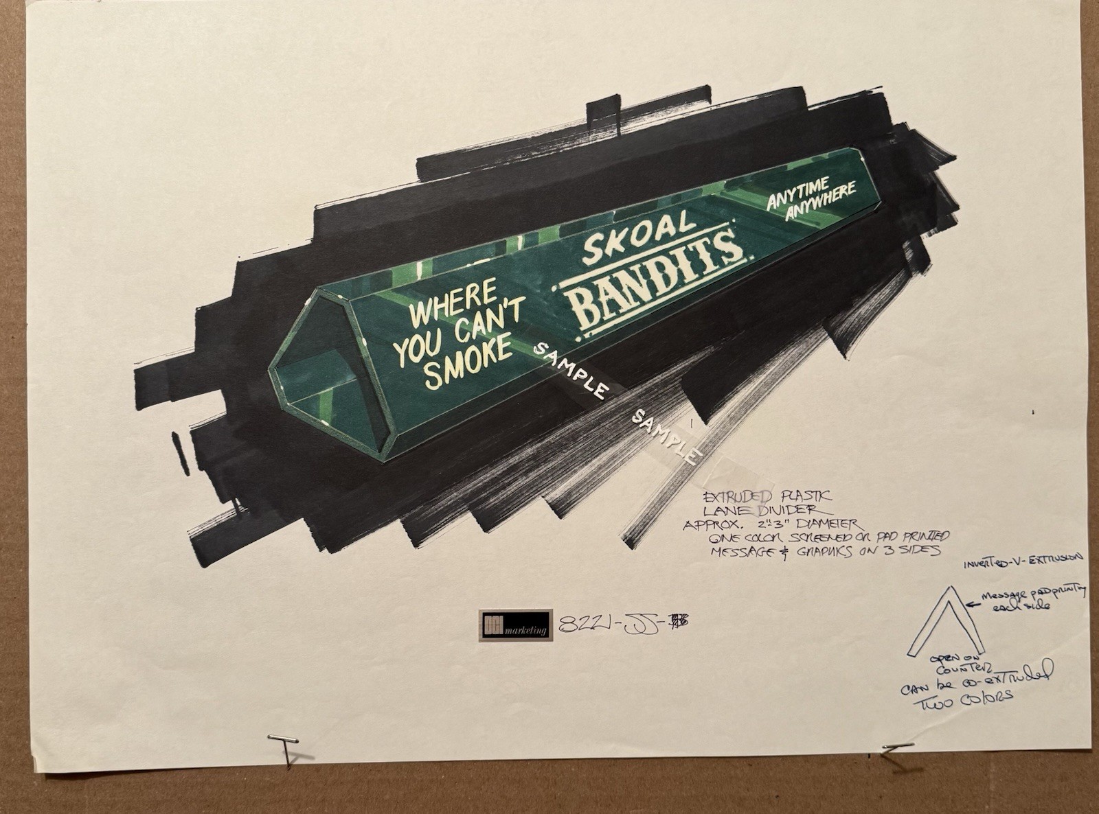Skoal Checkout Lane Divider Presentation Sketch/Marker Rendering, 1990s Era
