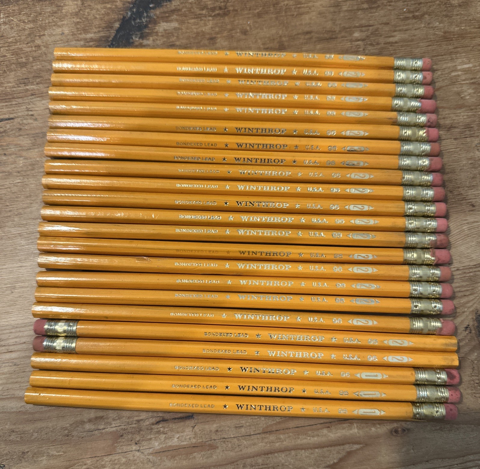 VINTAGE Bondexed #1 & 2 Winthrop 96 Lead Pencils Lot Of 23 USA Made, Unsharpened VINTAGE Bondexed #1 & 2 Winthrop 96 Lead Pencils Lot Of 23 USA Made, Unsharpened