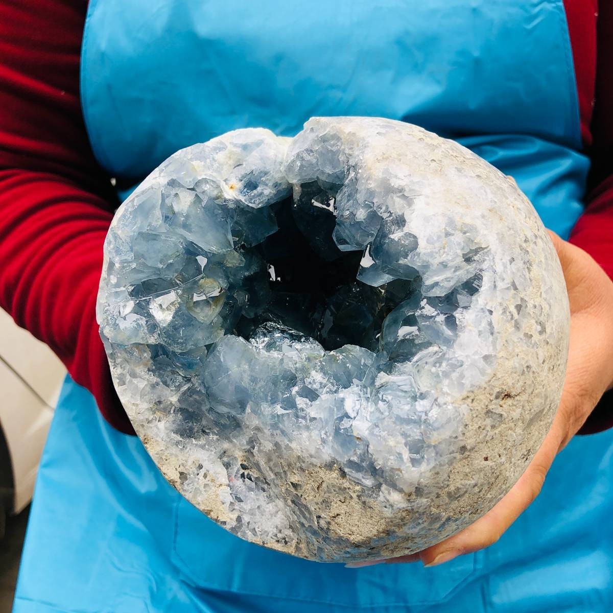 10.64 LB Large Natural Celestite Geode Crystal Cluster Healing Specimen 3954