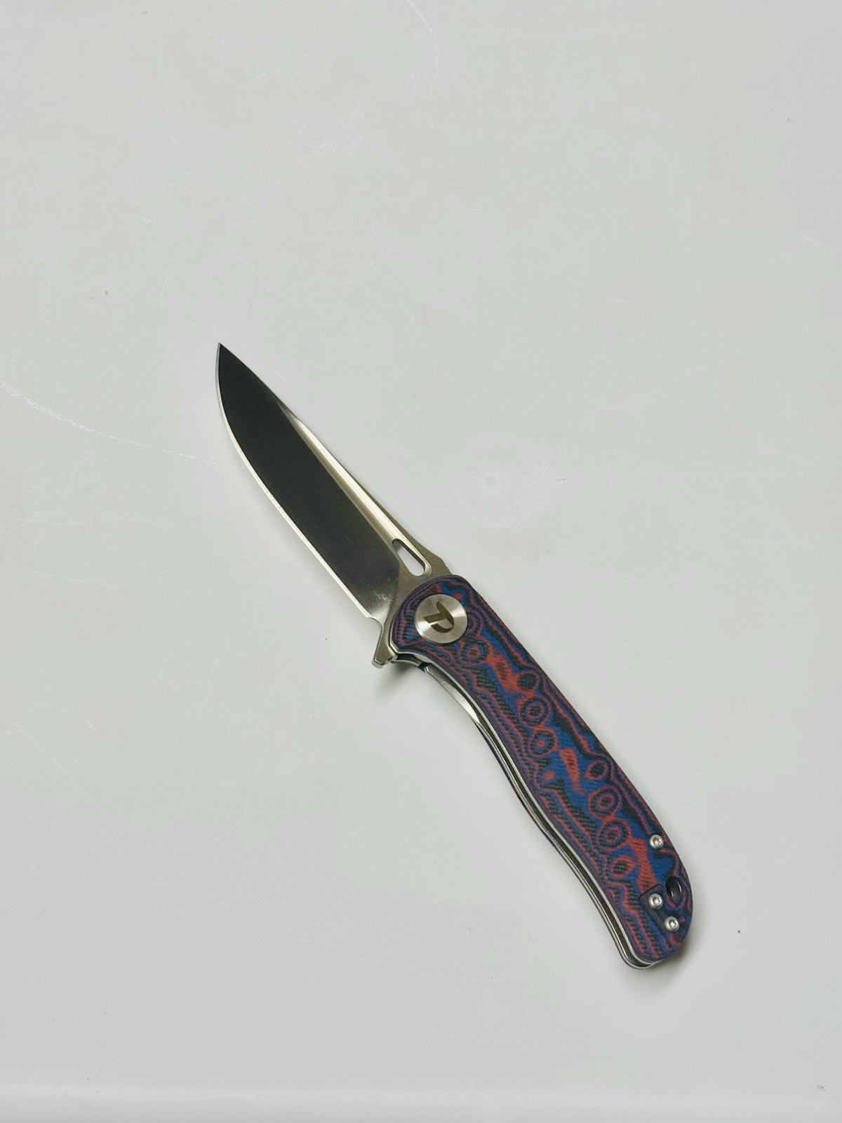 Dream Tech D3898MR Folding Knife 3.25” D2 Steel Black/Blue/Red Micarta EDC NEW