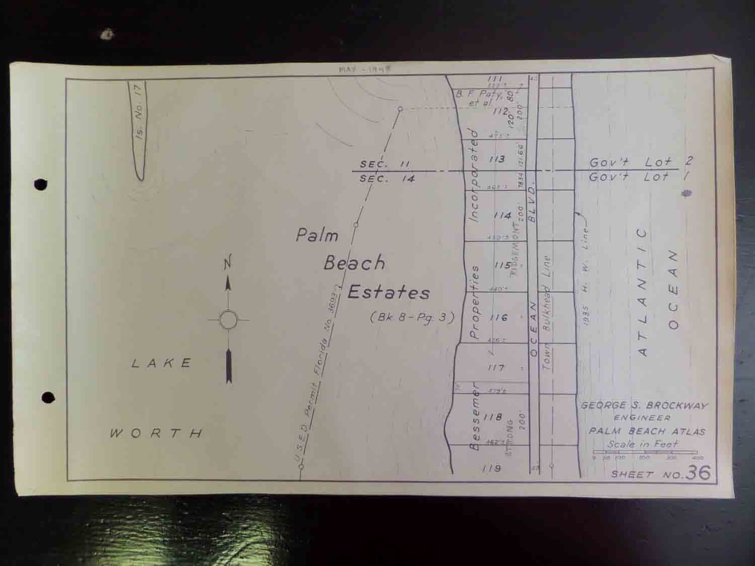 Palm Beach Atlas Sheets 36 to 47 - 12 Contiguous Sheets - Early Printing