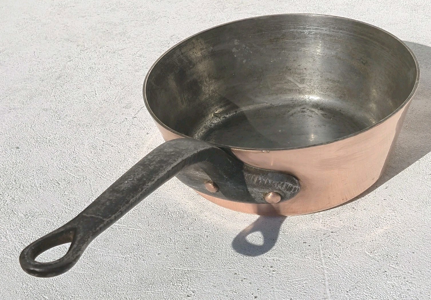 Vintage 8.1inch French Copper Saute Pan Dehillerin Hand-Tinned 2mm 5lbs