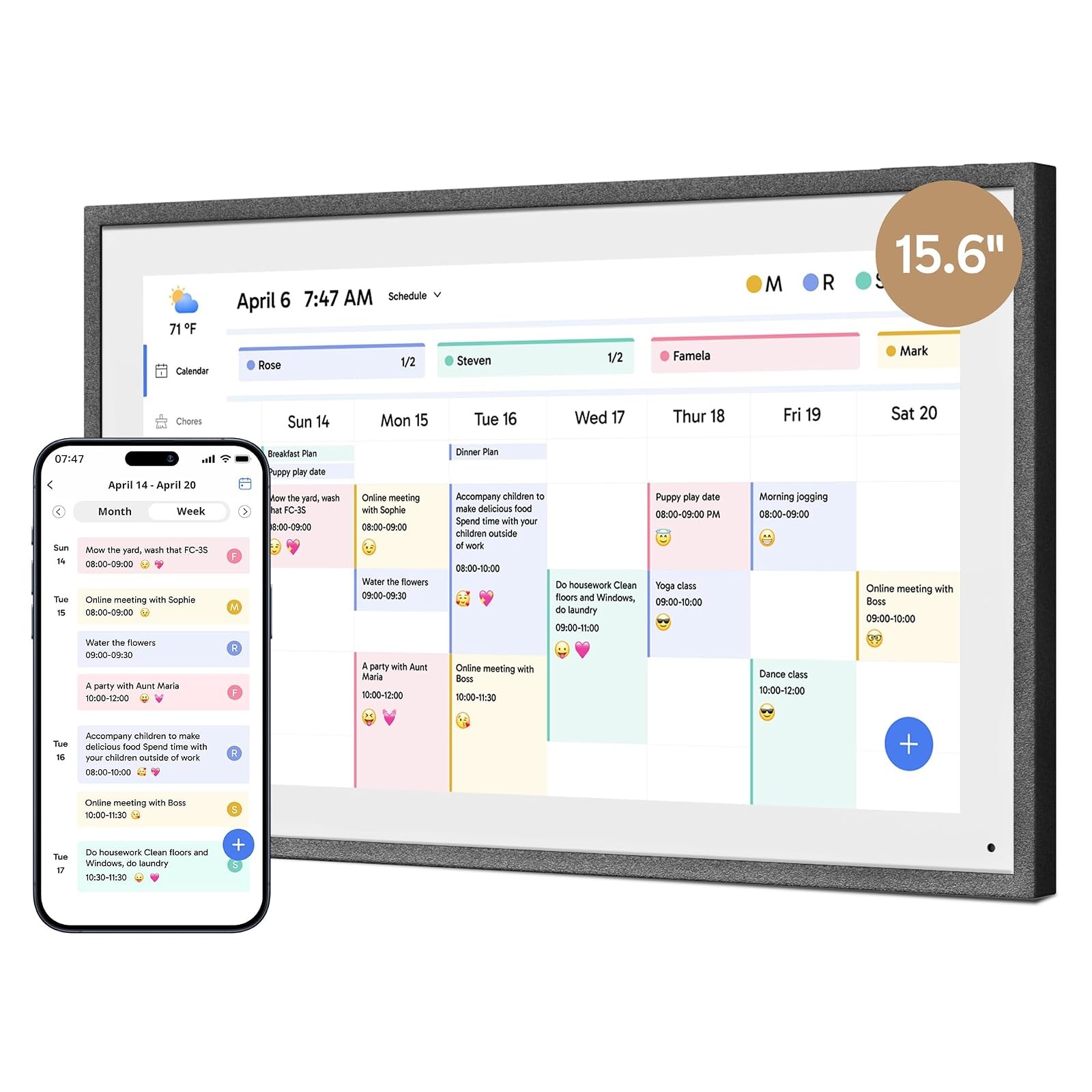 15.6in Smart Digital Calendar Chore Chart Touch