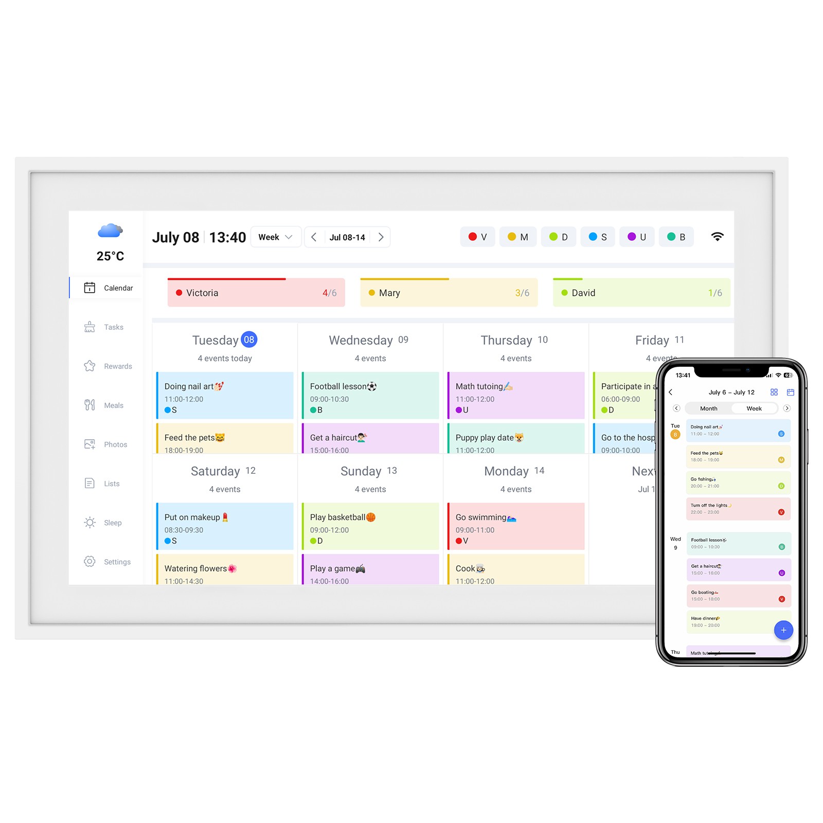 15.6in Smart Digital Calendar Chore Chart Wall Touchscreen Electronic Calendar