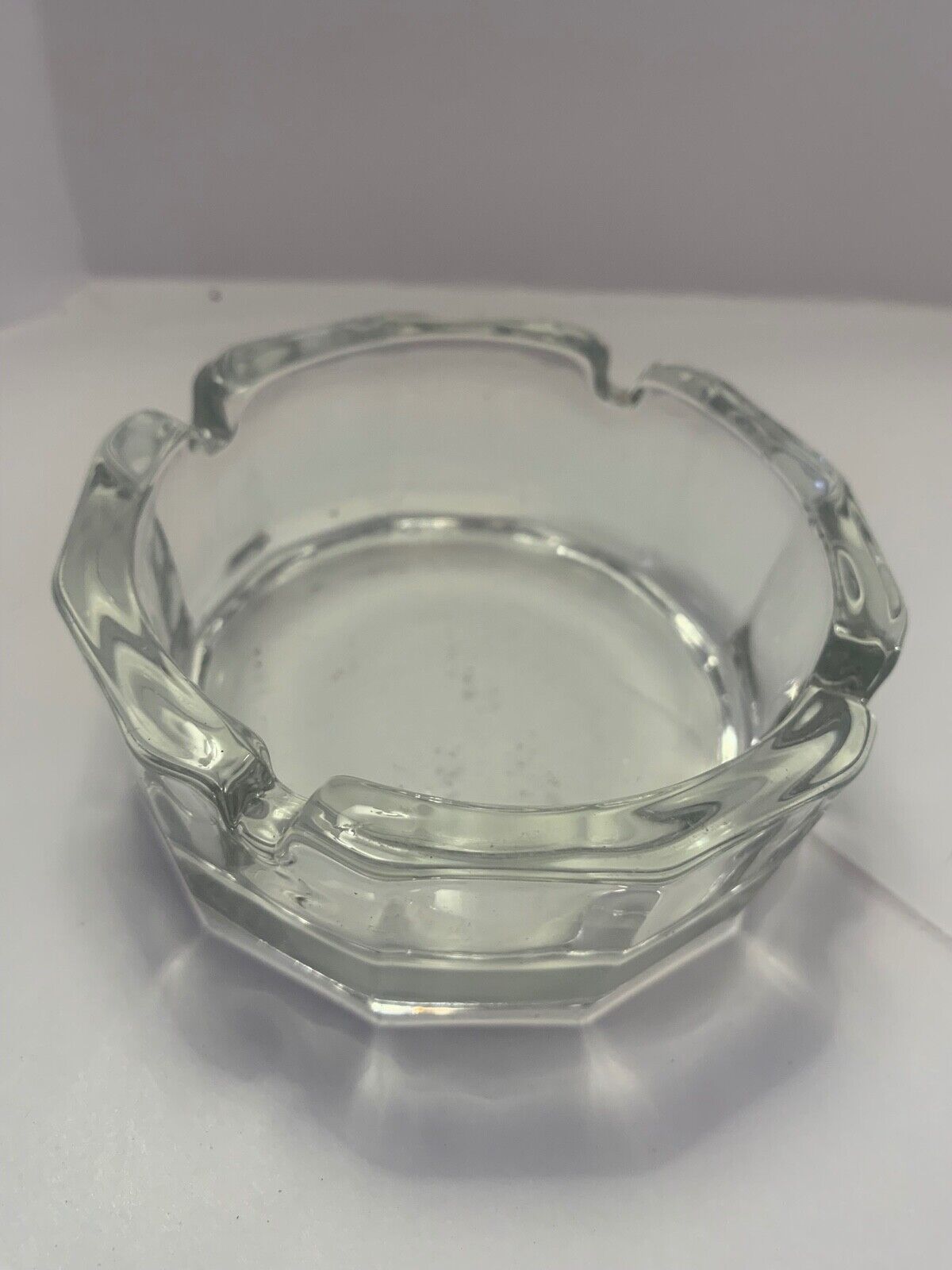 VINTAGE CLEAR 4'' OCTAGON ASHTRAY UNMARKED