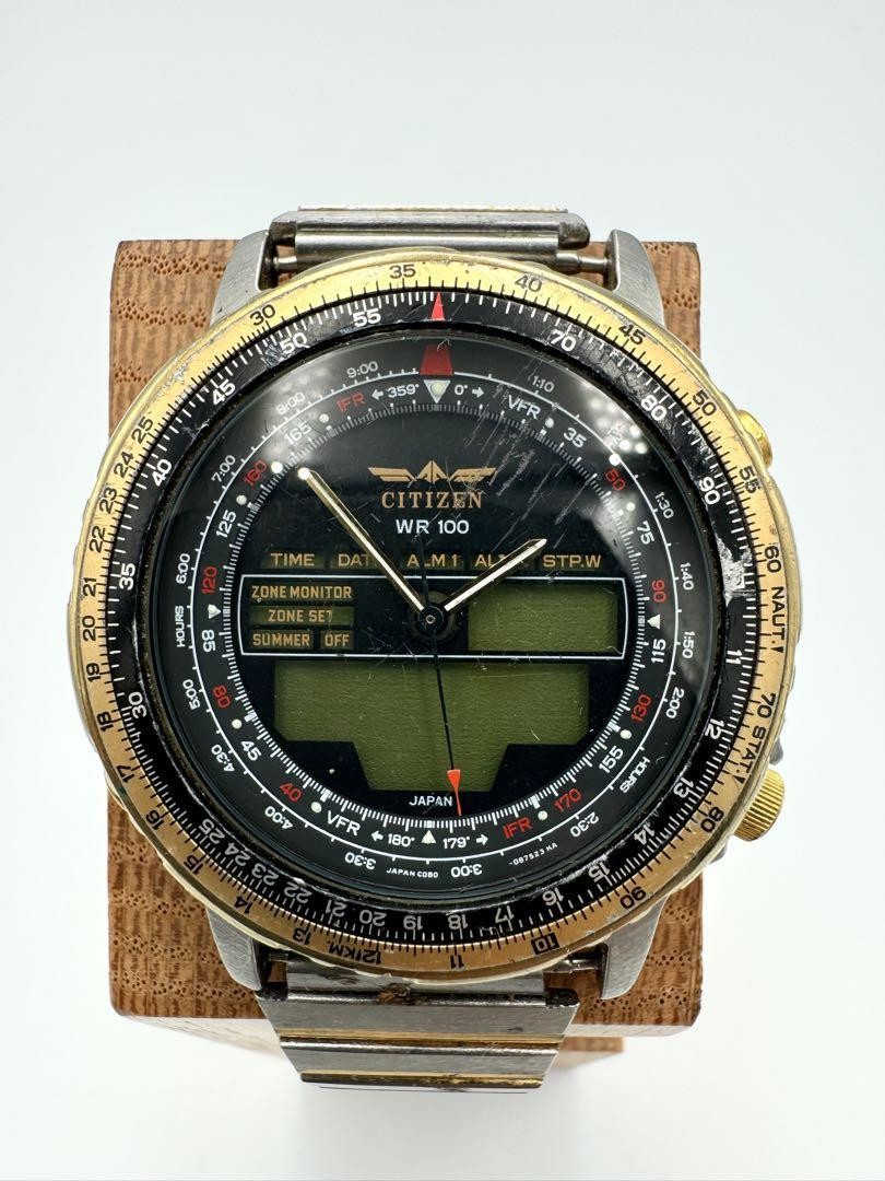 CITIZEN Wingman A794 Quartz Watch 40mm Vintage Analog Digital No Battery Working