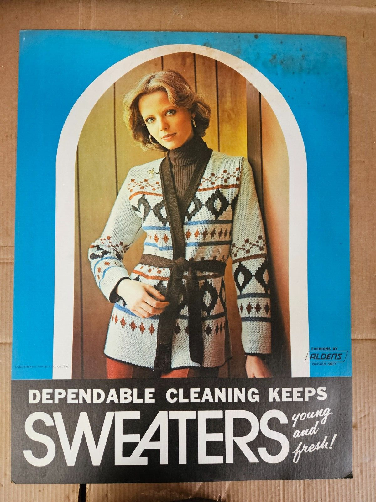 Vintage Dry Cleaner Clothing Store Advertisement  Sign 1960s Sweater Fashion
