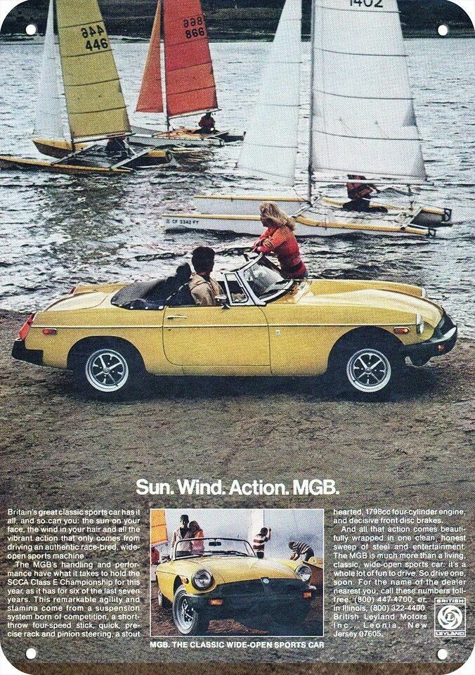 1978 MGB MG Convertible Sports Car & Sailboats DECORATIVE REPLICA METAL SIGN 1978 MGB MG Convertible Sports Car & Sailboats DECORATIVE REPLICA METAL SIGN