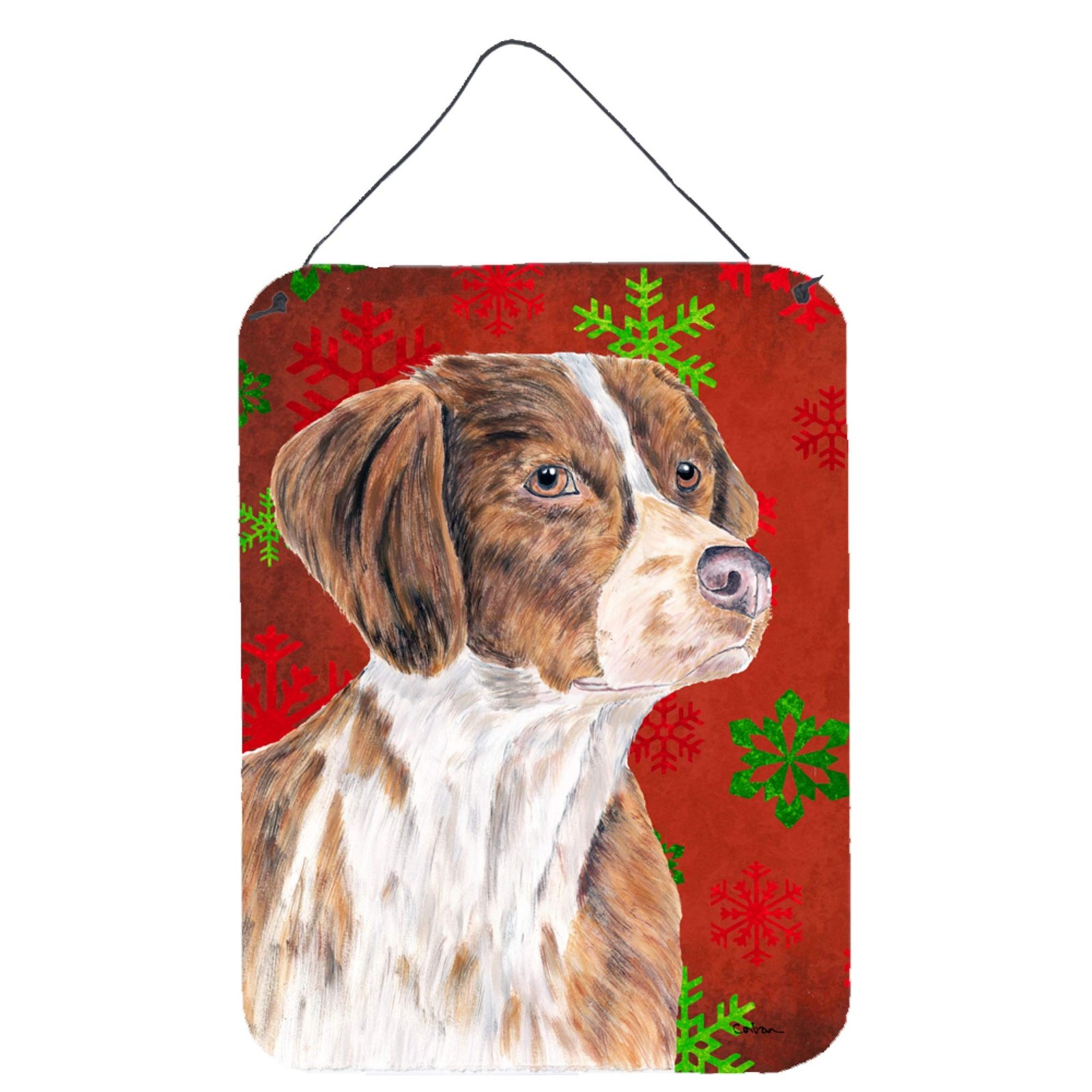 Caroline\'s Treasures Brittany Red And Green Snowflakes Holiday Christmas Wall