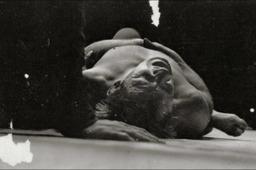 Photo:Chicago IL Gorgeous George Wrestling Match Pinning Opponent 1949