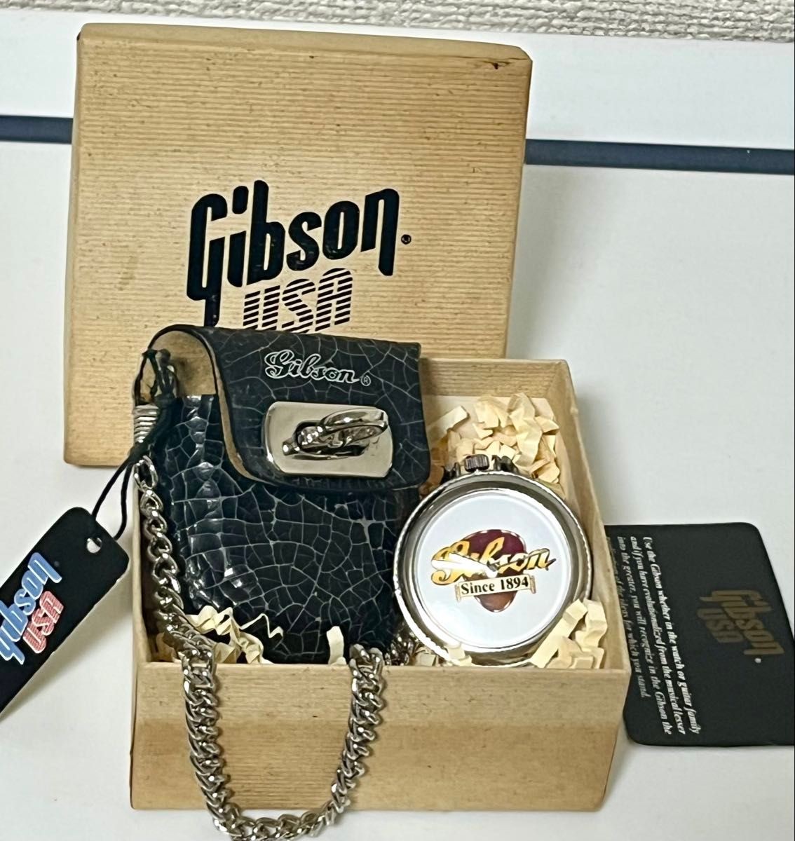 Vintage Gibson 100th Anniversary Pocket Watch 1994 Limited Edition Full Set