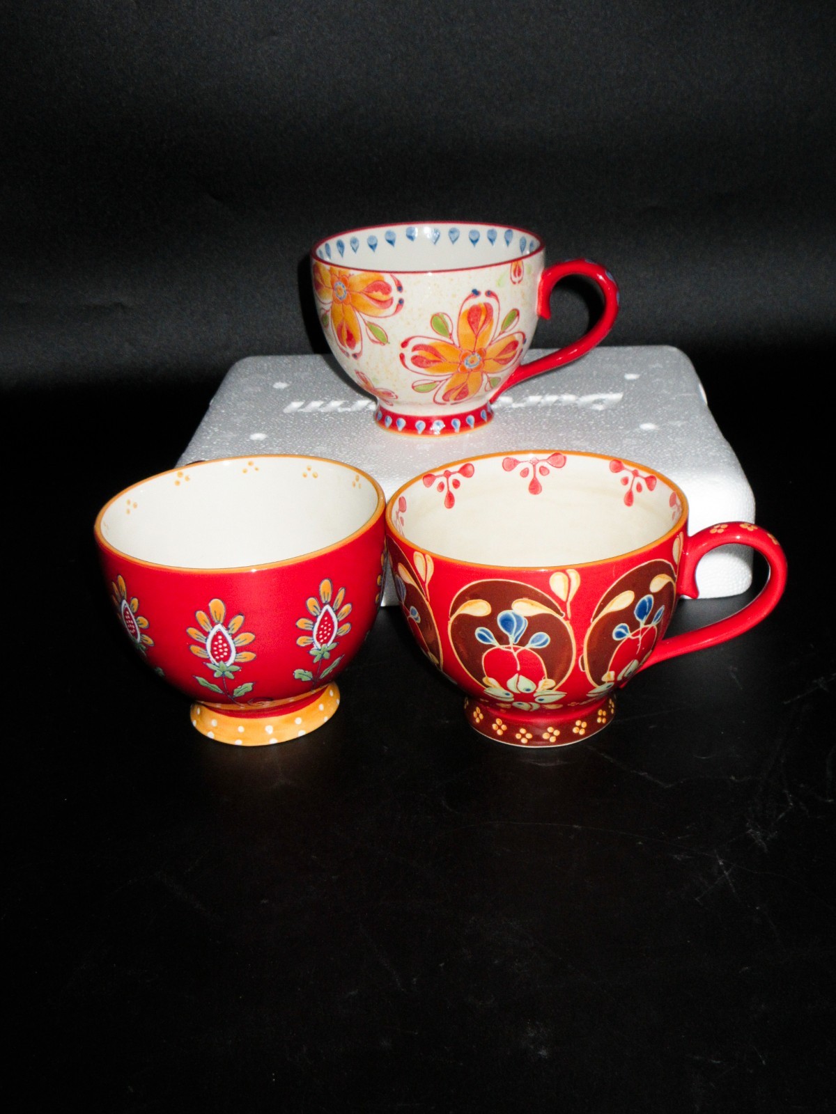 3 Coastline Imports  Dutch Wax Footed Ceramic Mugs