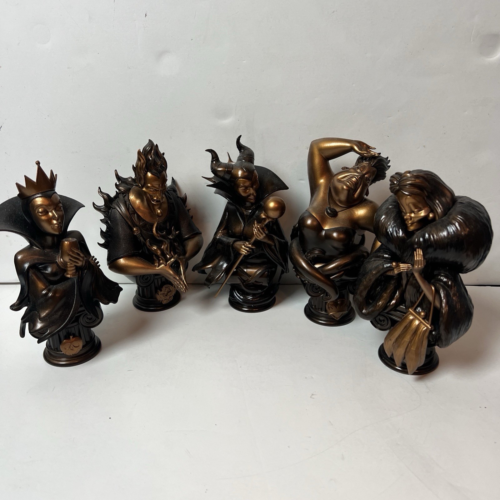 Beast Kingdom Villians Bust Lot Set Of 5  7” Disney Hades Ursula Cruela Evil Que