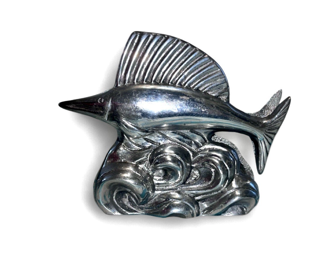 Vintage Italian Modello Depositato Silver Plated Sailfish Marlin Napkin Holder