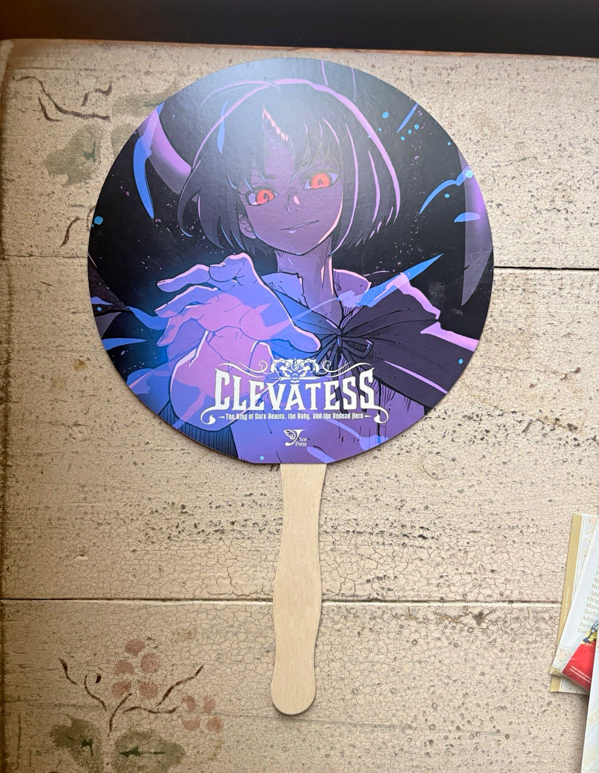 Yen Press Clevatess Promo Hand Fan Double-Sided Purple Anime Manga Yuji Iwahara 