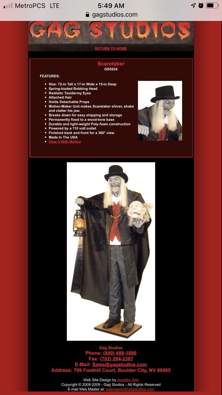 Scaretaker Grave yard Digger animatronic by GAG Studios