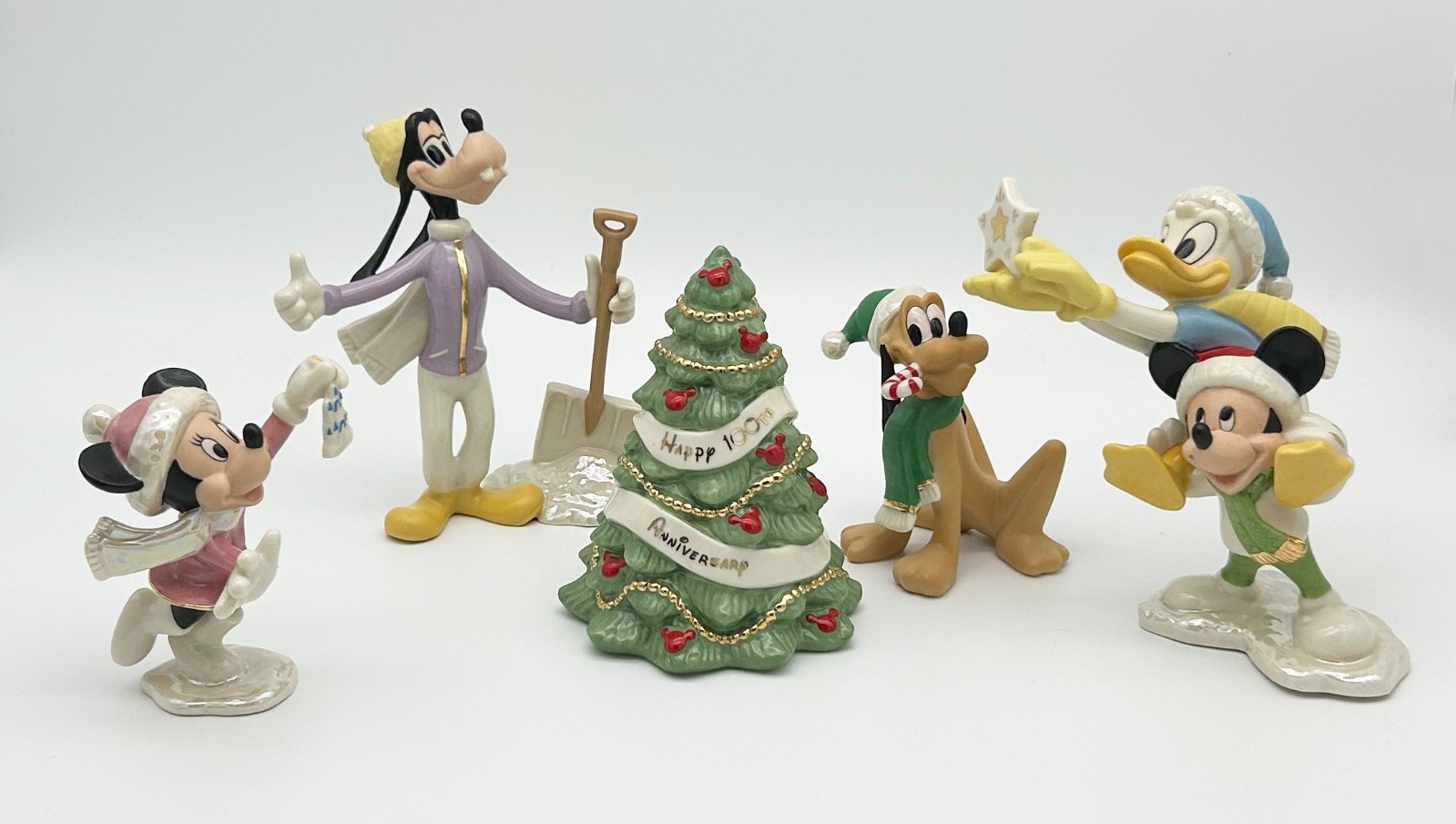 Lenox Disney Showcase Winter Fun 100th Fab Five Christmas Figurine Set