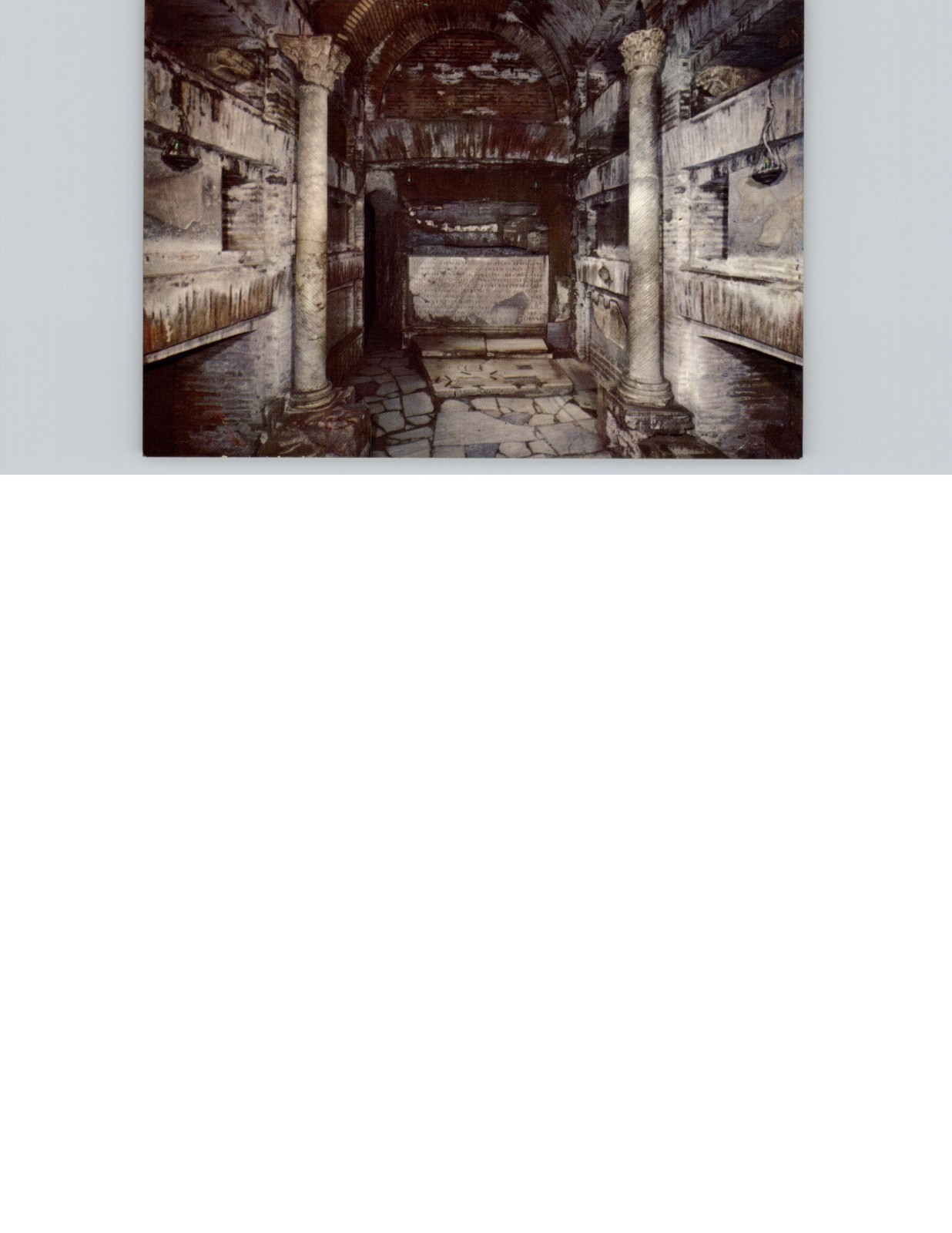 Vintage Roman Catacombs Ancient Crypt Columns Underground Postcard