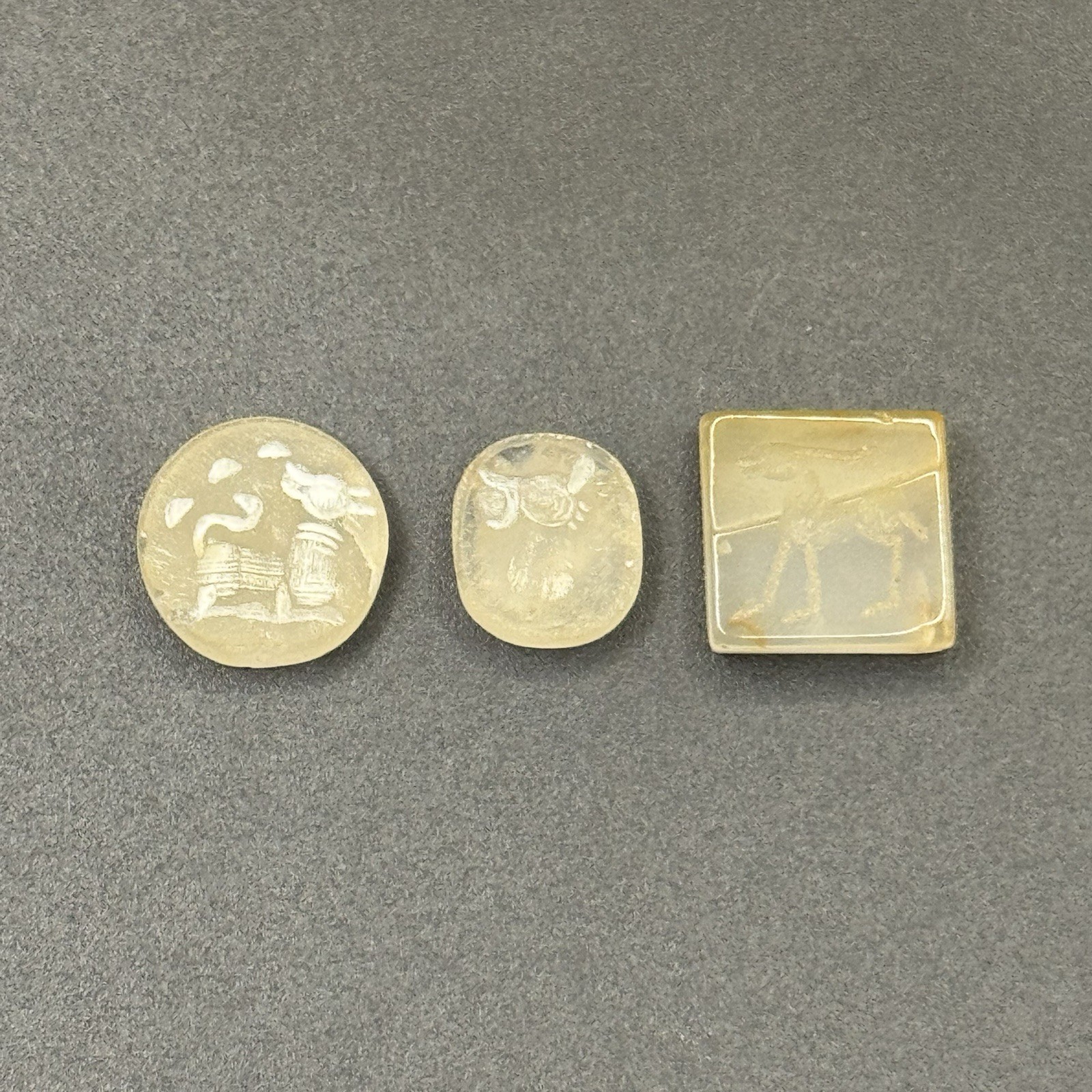 3 Ancient Near Eastern Agate Stone Intaglio Seal Lot