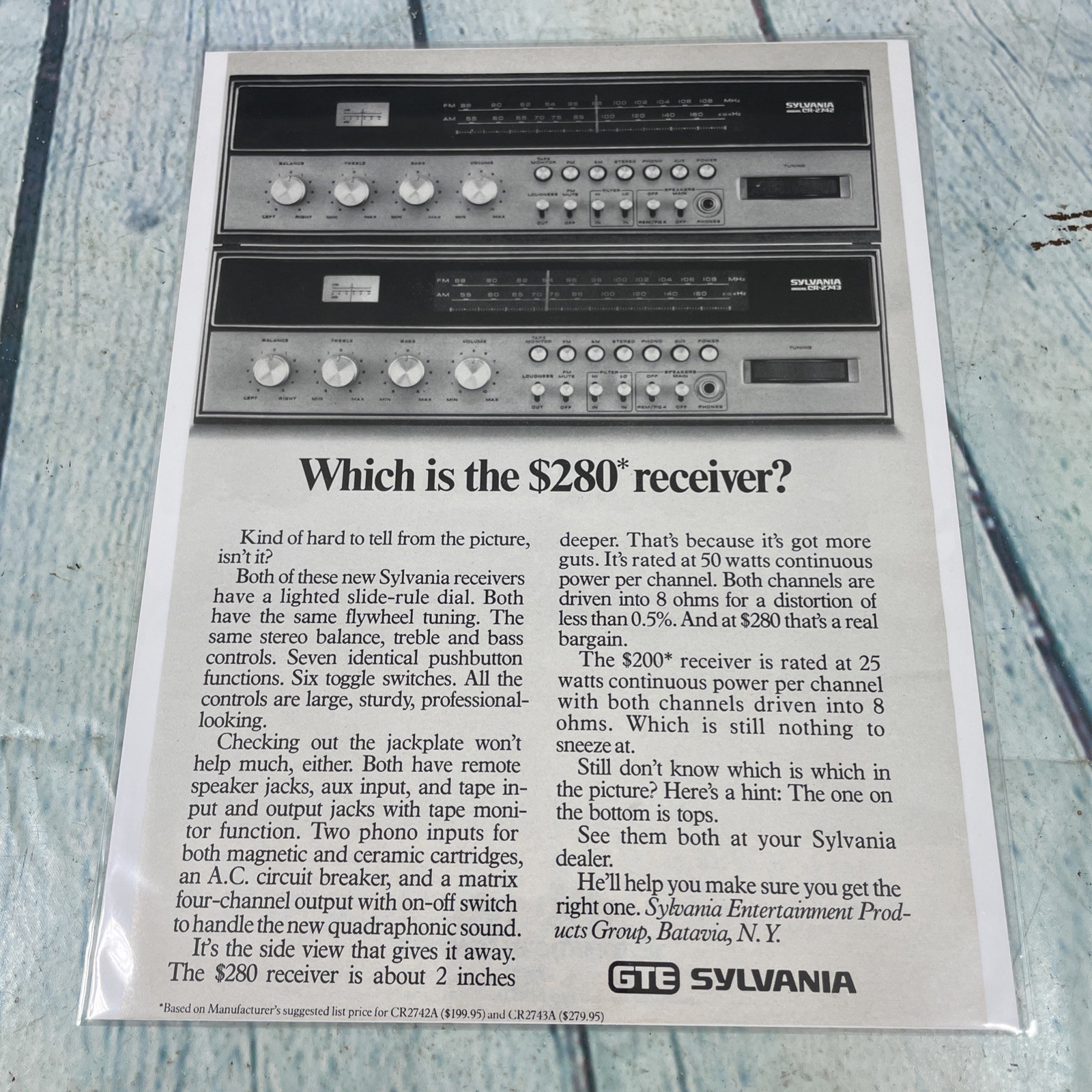 1972 GTE Sylvania Stereo Receiver Vintage Print Ad/Poster Promo Art Magazine Pg