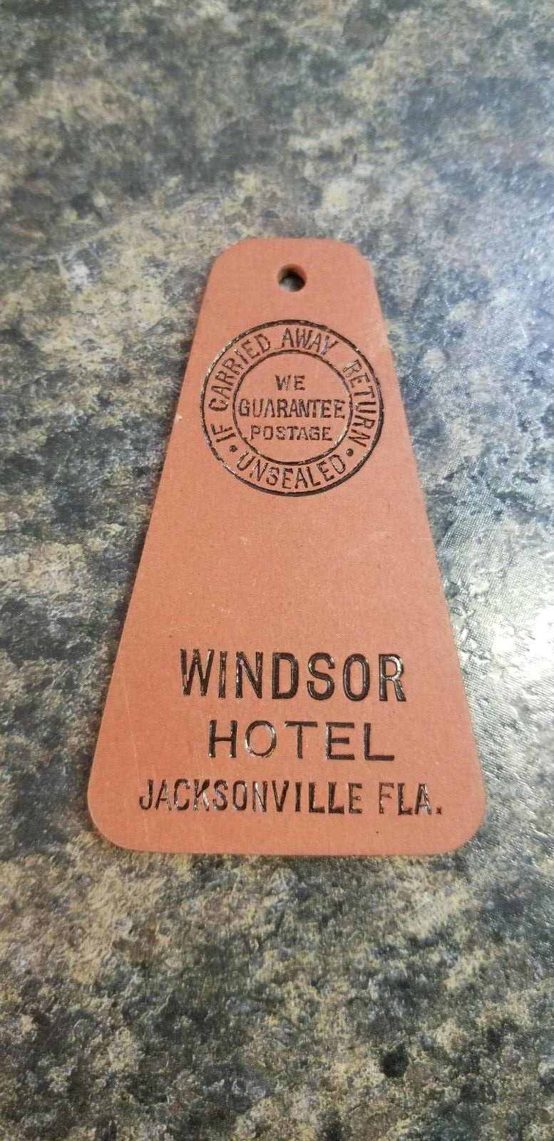 Antique Room Key Tag From the Historic Windsor Hotel Jacksonville Florida
