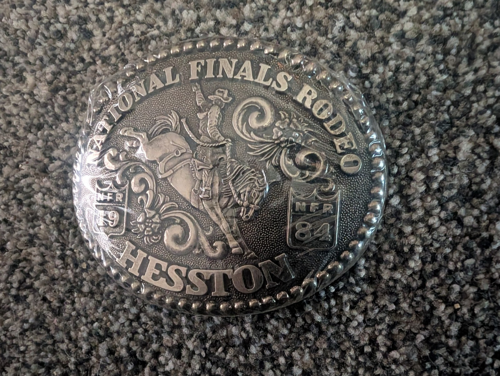 NEW 1984 HESTON National Finals Rodeo NFR Belt Buckle In The Plastic NEW 1984 HESTON National Finals Rodeo NFR Belt Buckle In The Plastic