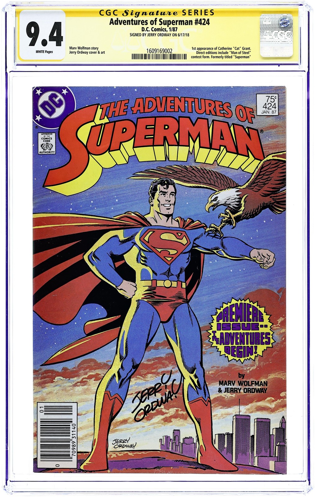 Adventures of Superman #424 CGC 9.4 SS Ordway 1987 1609169002