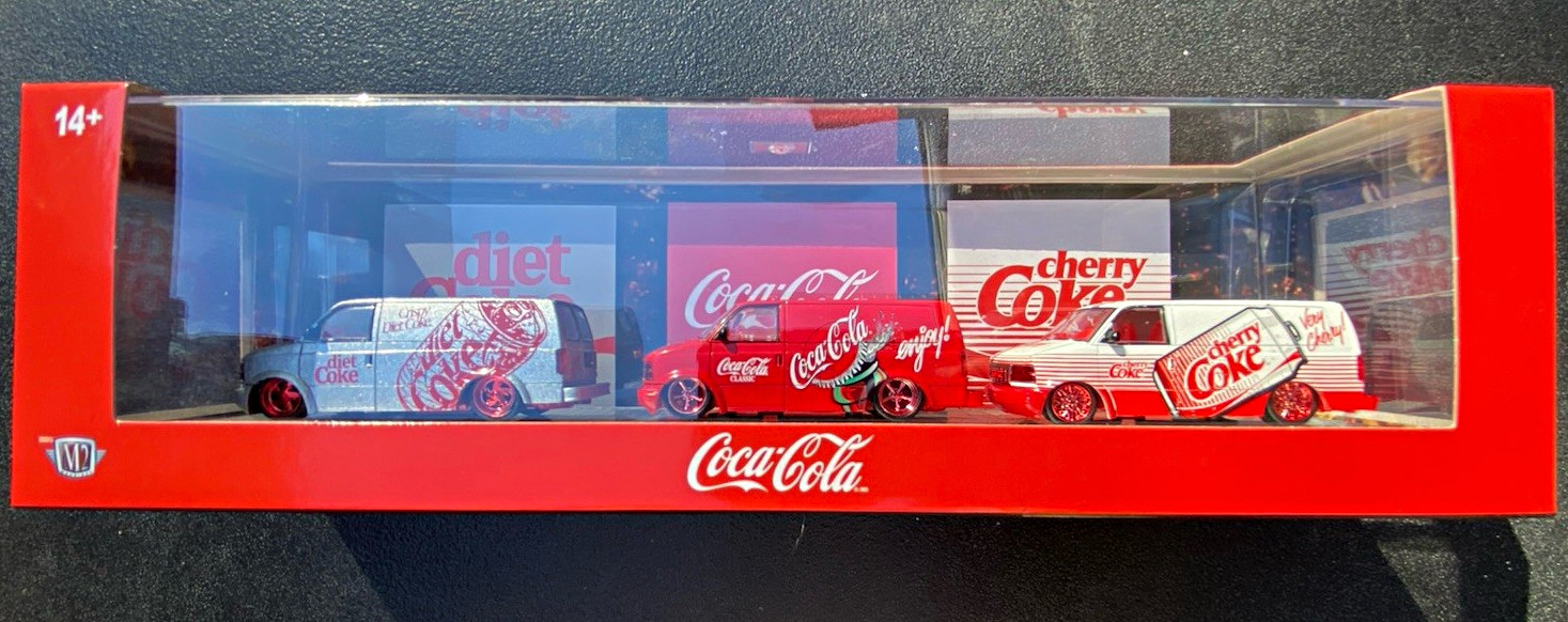Coca-Cola M2 Machines 1996 GMC Safari Van Diecast 3-Pack Set ***CHASE***