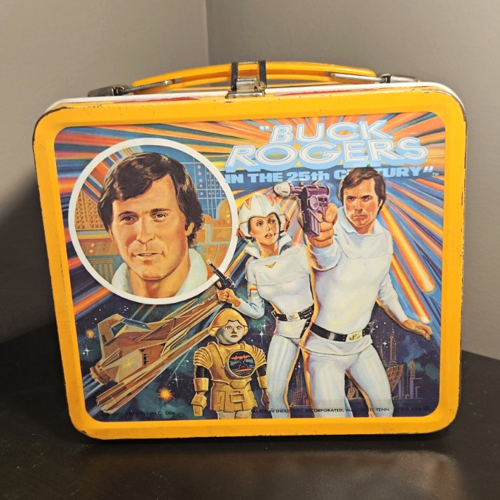 Buck Rogers in the 25th Century Metal Lunchbox w/ Matching Thermos Blue/Yellow