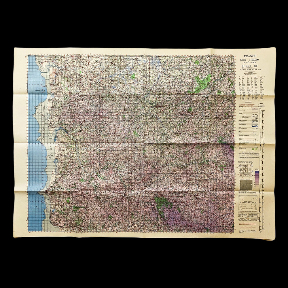 RARE Invasion of Normandy WWII 1943 D-Day Battle of Saint-Lô France Combat Map 