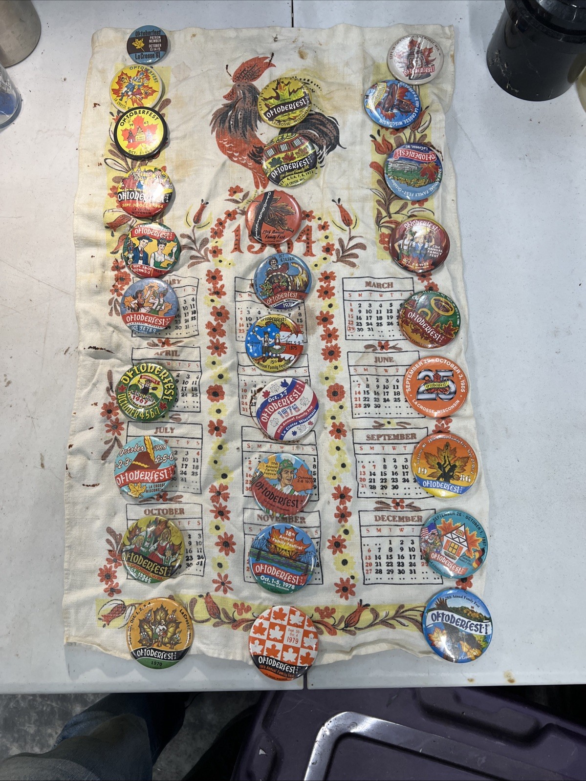 1961-1988 COMPLETE La Crosse WI Oktoberfest Button Set 28 Years + 1964 Calendar