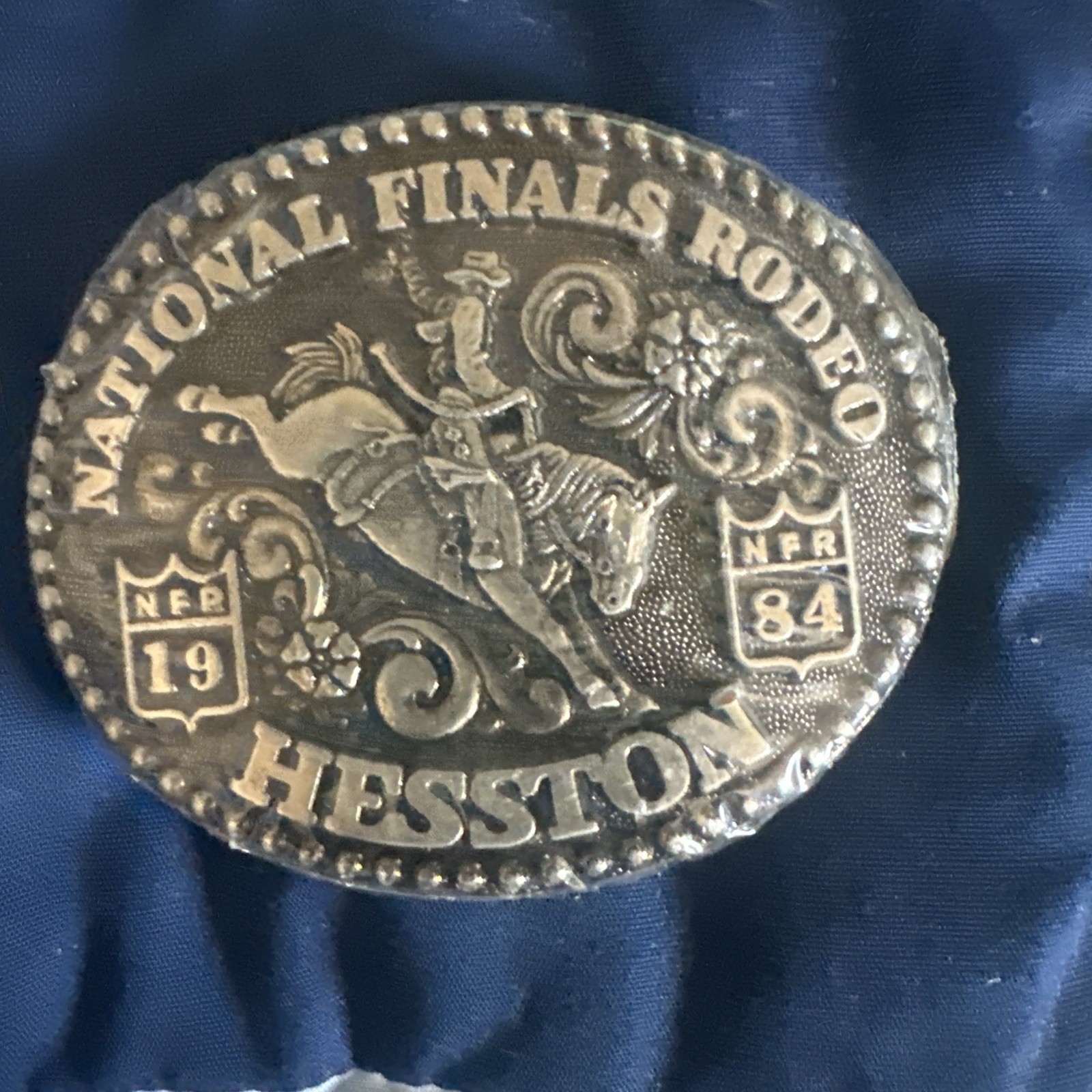 NEW 1984 HESTON National Finals Rodeo NFR Belt Buckle In The Plastic