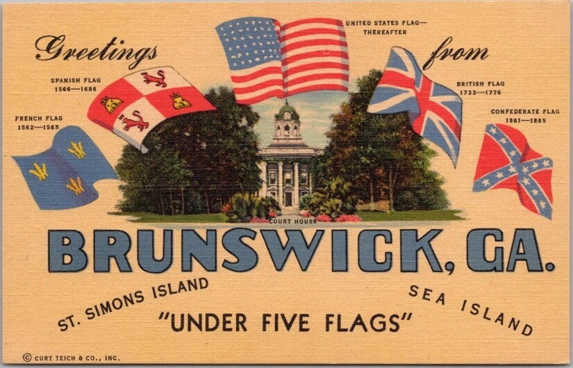 c1940s BRUNSWICK Georgia Large Letter Postcard \