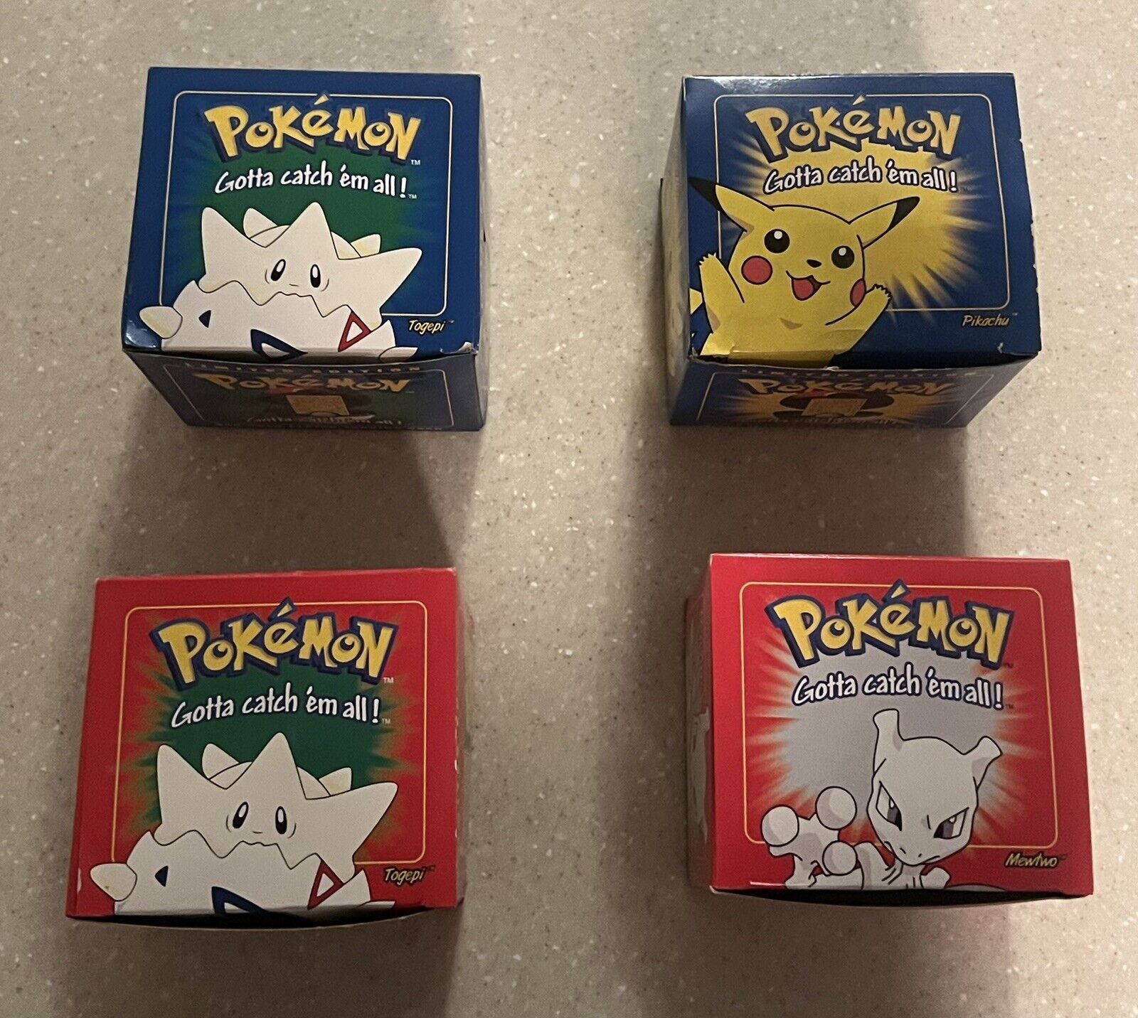 Set of  4 Diff Pokemon 23K Gold Plated Trading Cards New Sealed Burger King 1999