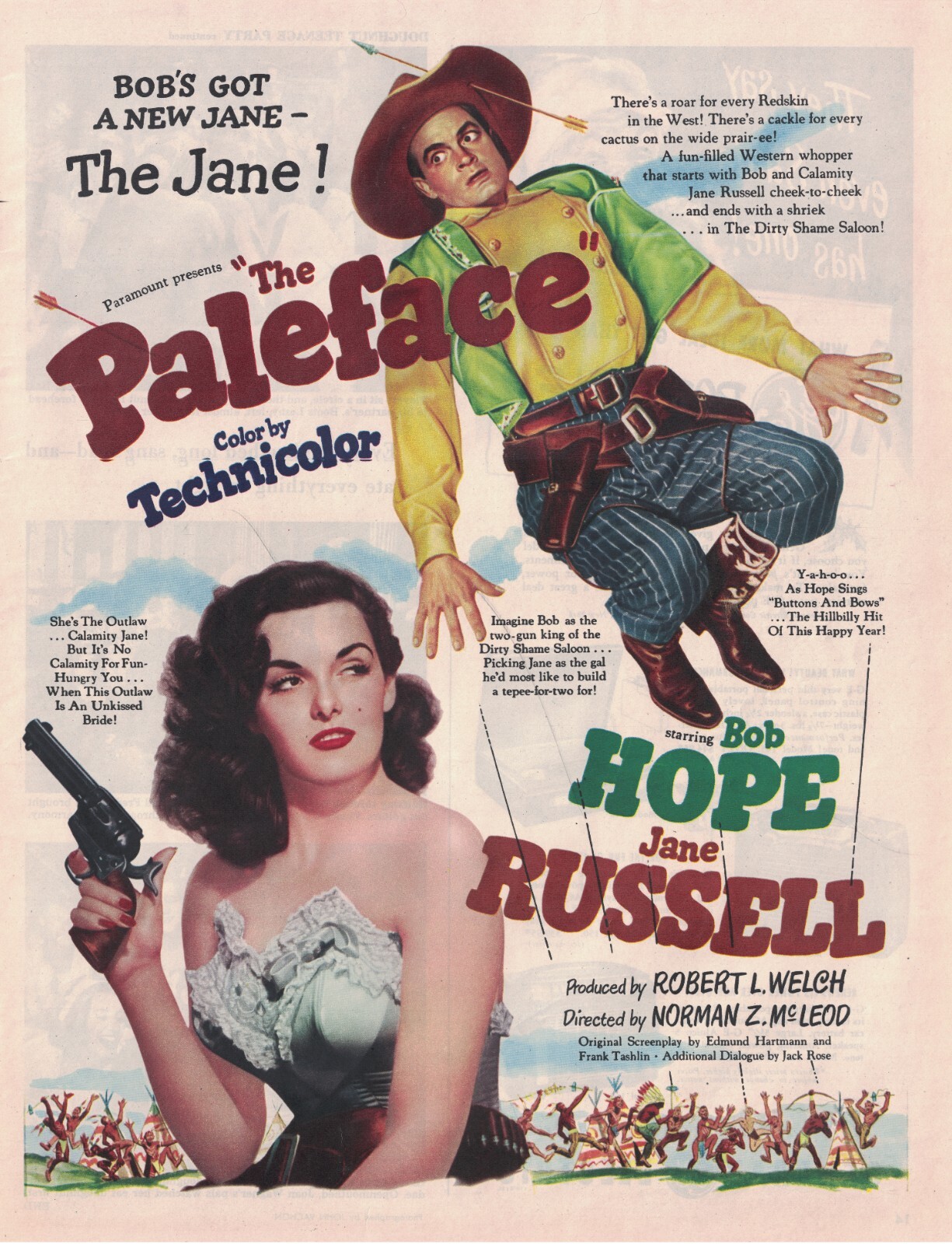Jane Russell Bob Hope Movie Poster Advertisement 1948 Look Magazine Vtg Print Ad