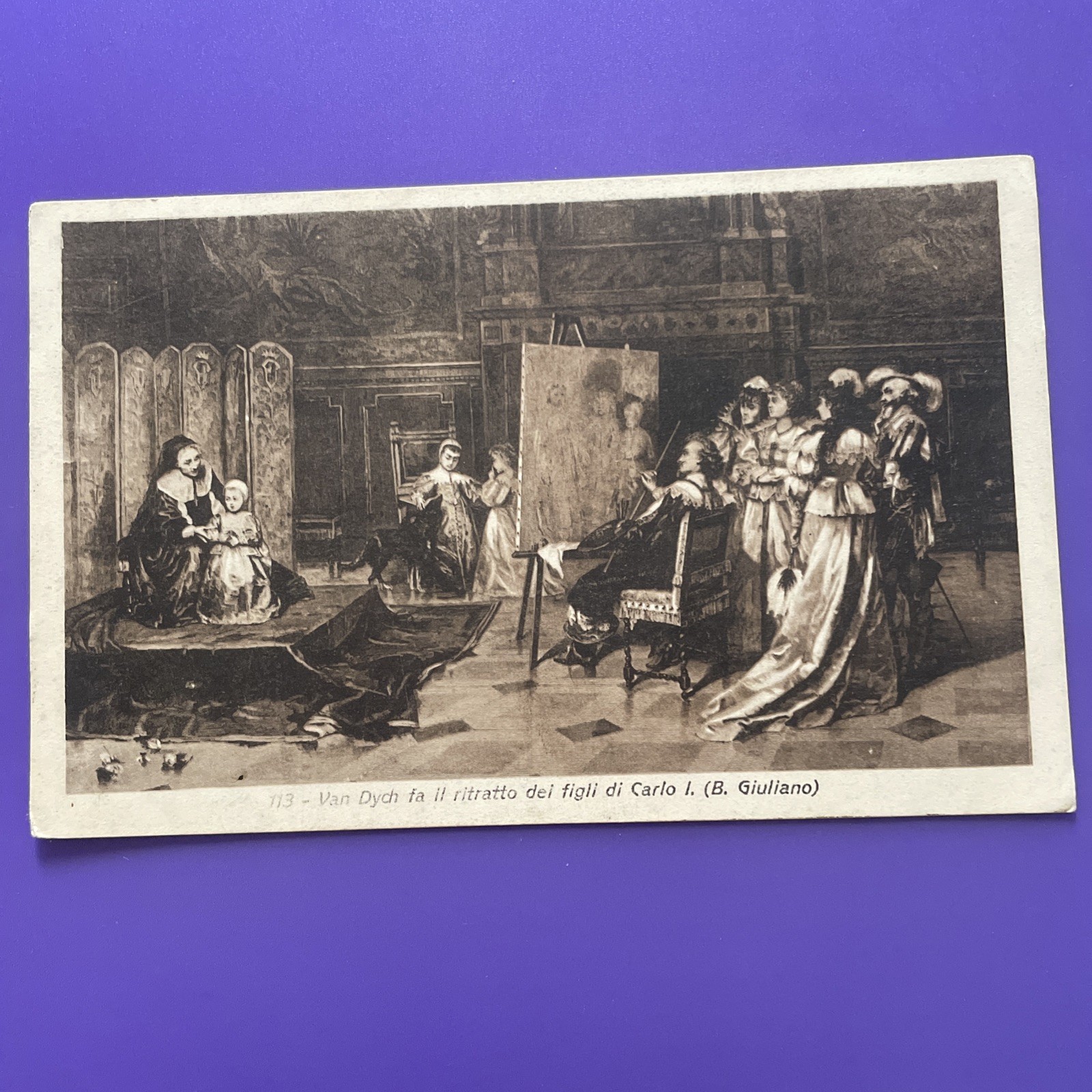 VAN DYCH MAKES THE PORTRAIT OF THE SONS OF CARLO I. - GIULIANO - ANTIQUE POSTCARD 1914