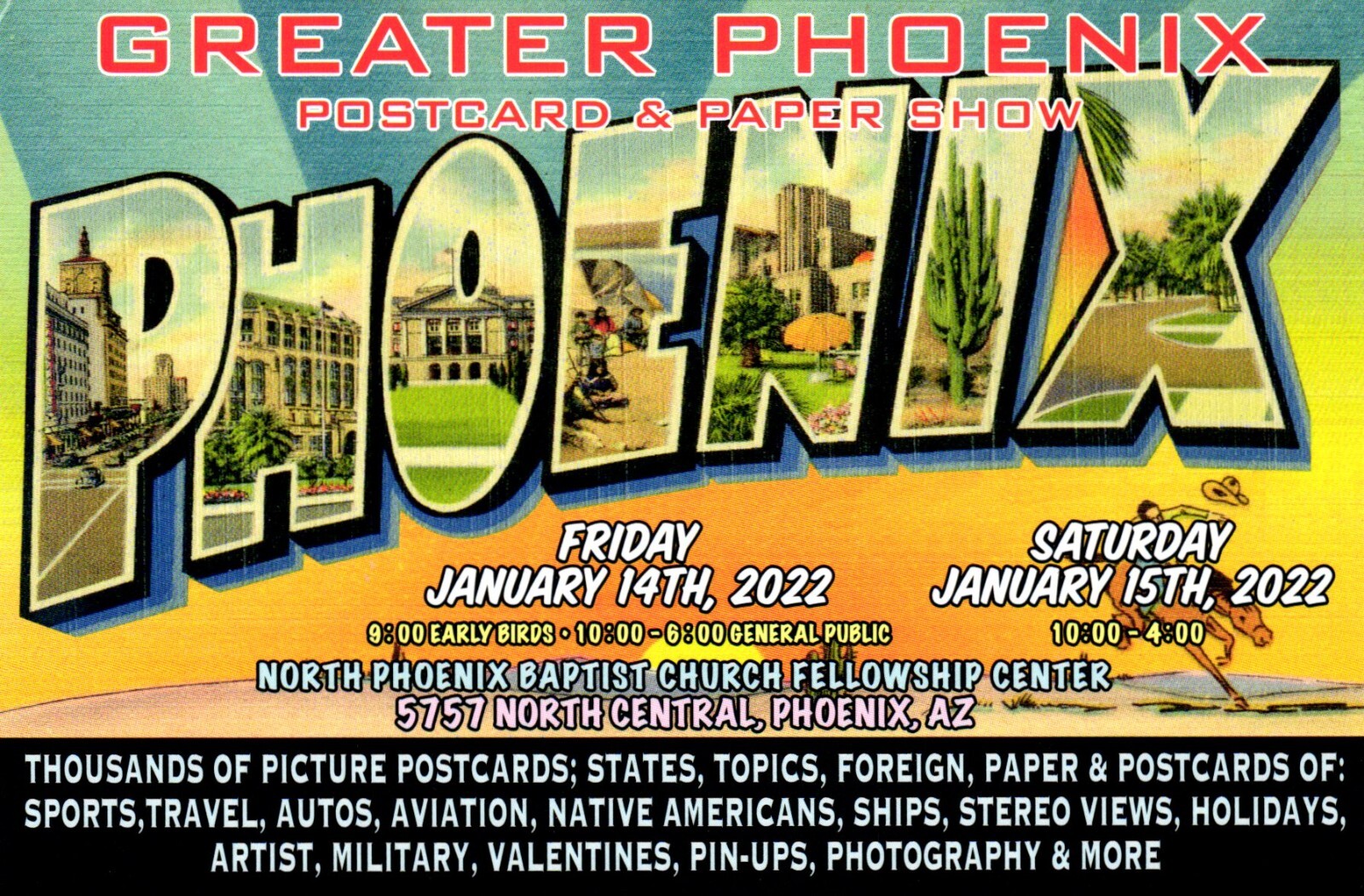 2022 Greater Phoenix Postcard & Paper Show Postcard