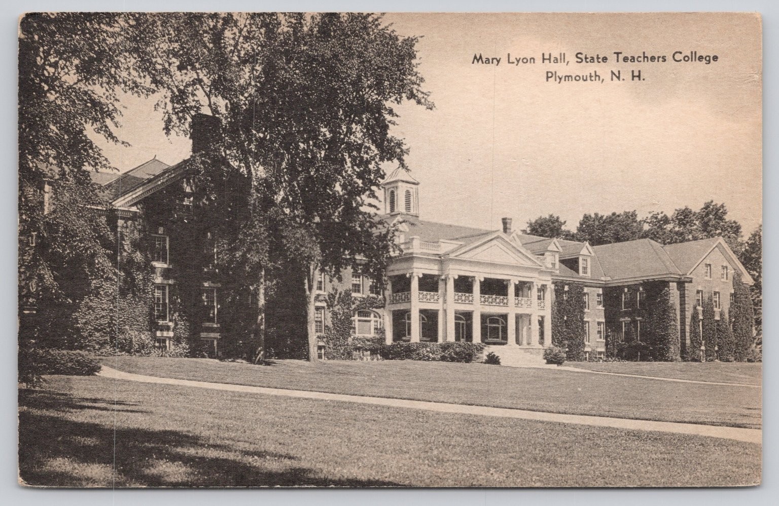Mary Lyon Hall State Teachers College Plymouth NH Postcard Meriden Gravure