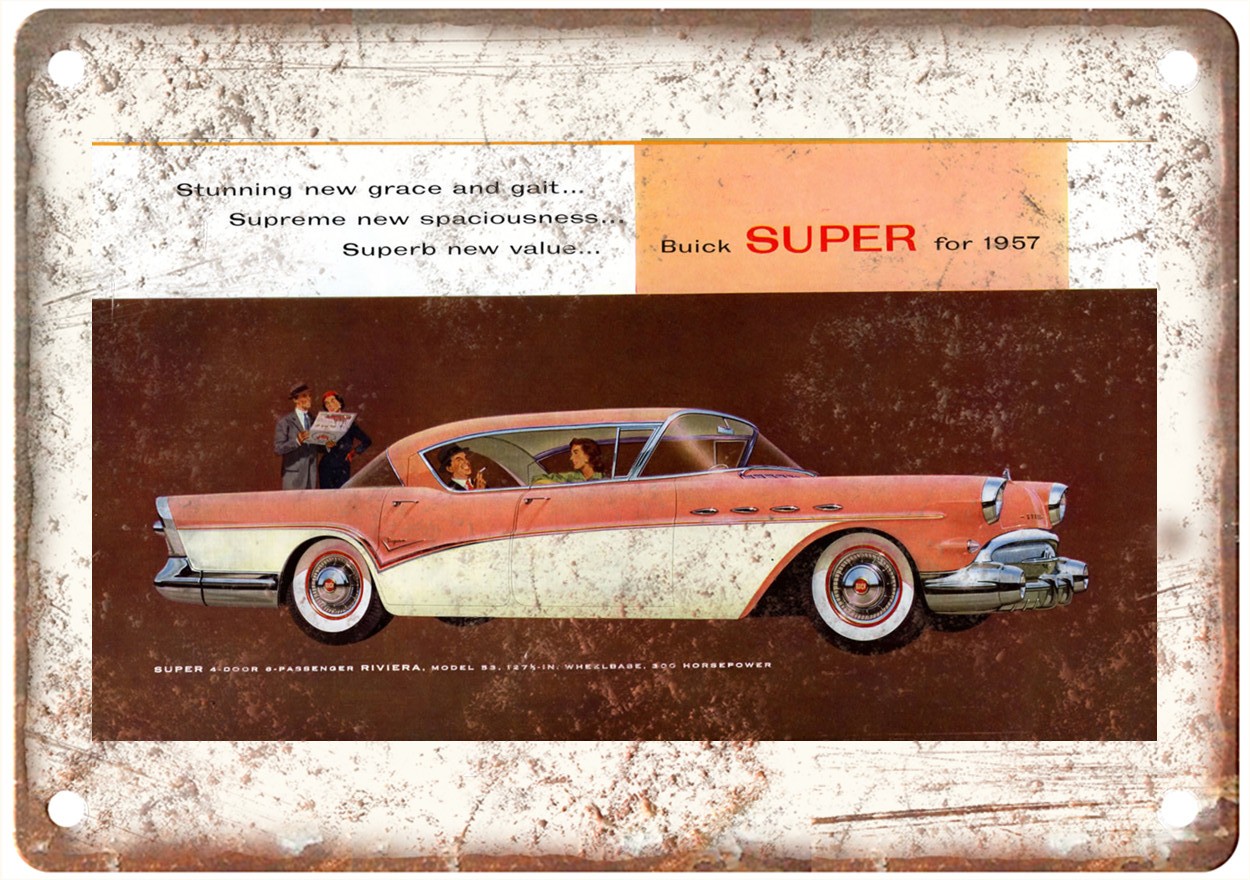 1957 Buick Vintage Auto Ad Retro Look Reproduction Metal Sign AM6447
