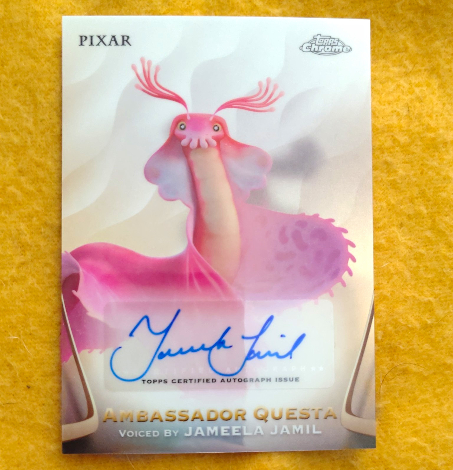 Topps 2025 Disney Pixar Chrome Ambassador Questa Jameela Jamil Auto AA-JJ