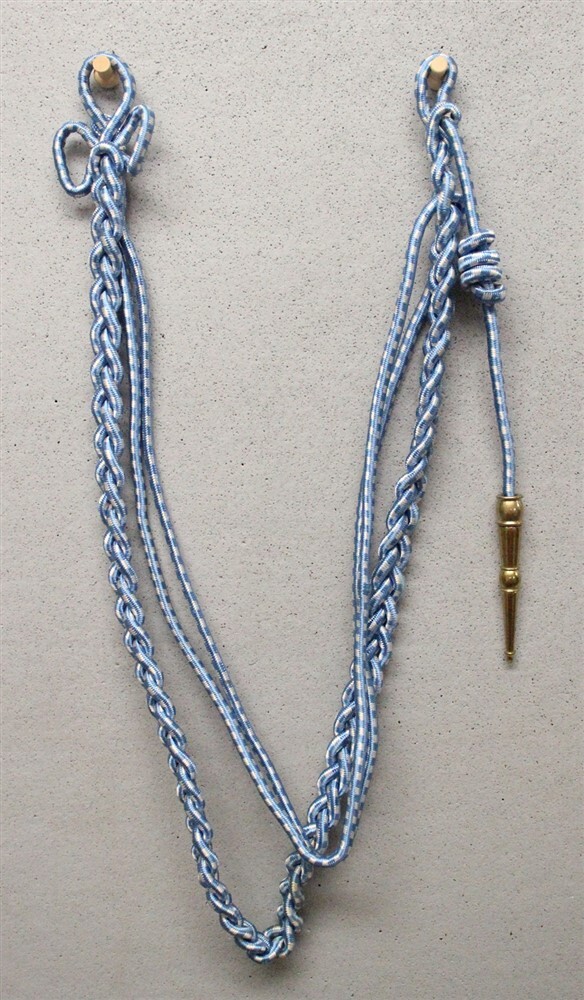 U.S. Military Shoulder Cord (090) - Lt Blue & White w/brass tip