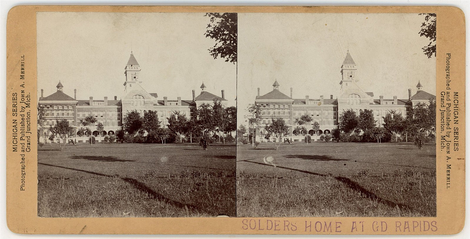 MICHIGAN STEREOVIEW - Grand Rapids - Soldiers Home - JA Merrill 1890s RARE