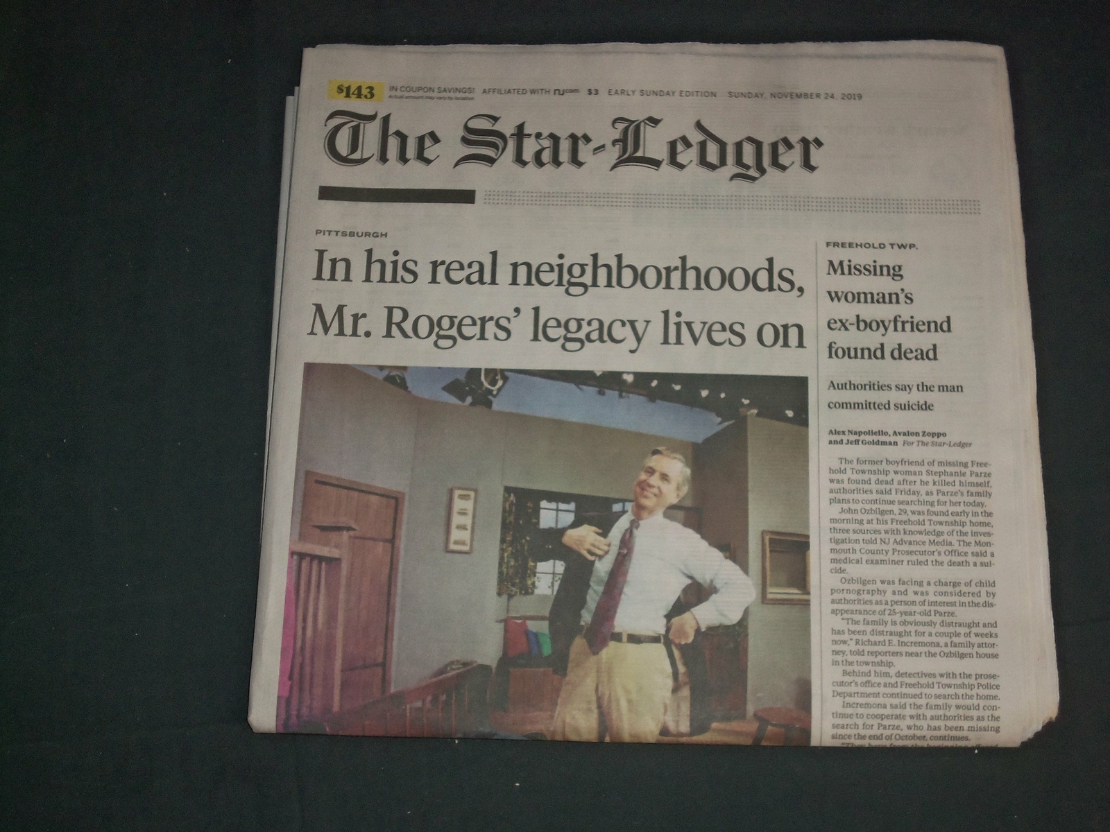 2019 NOVEMBER 24 THE STAR-LEDGER NEWSPAPER-MR. ROGERS LEGACY LIVES IN PITTSBURGH