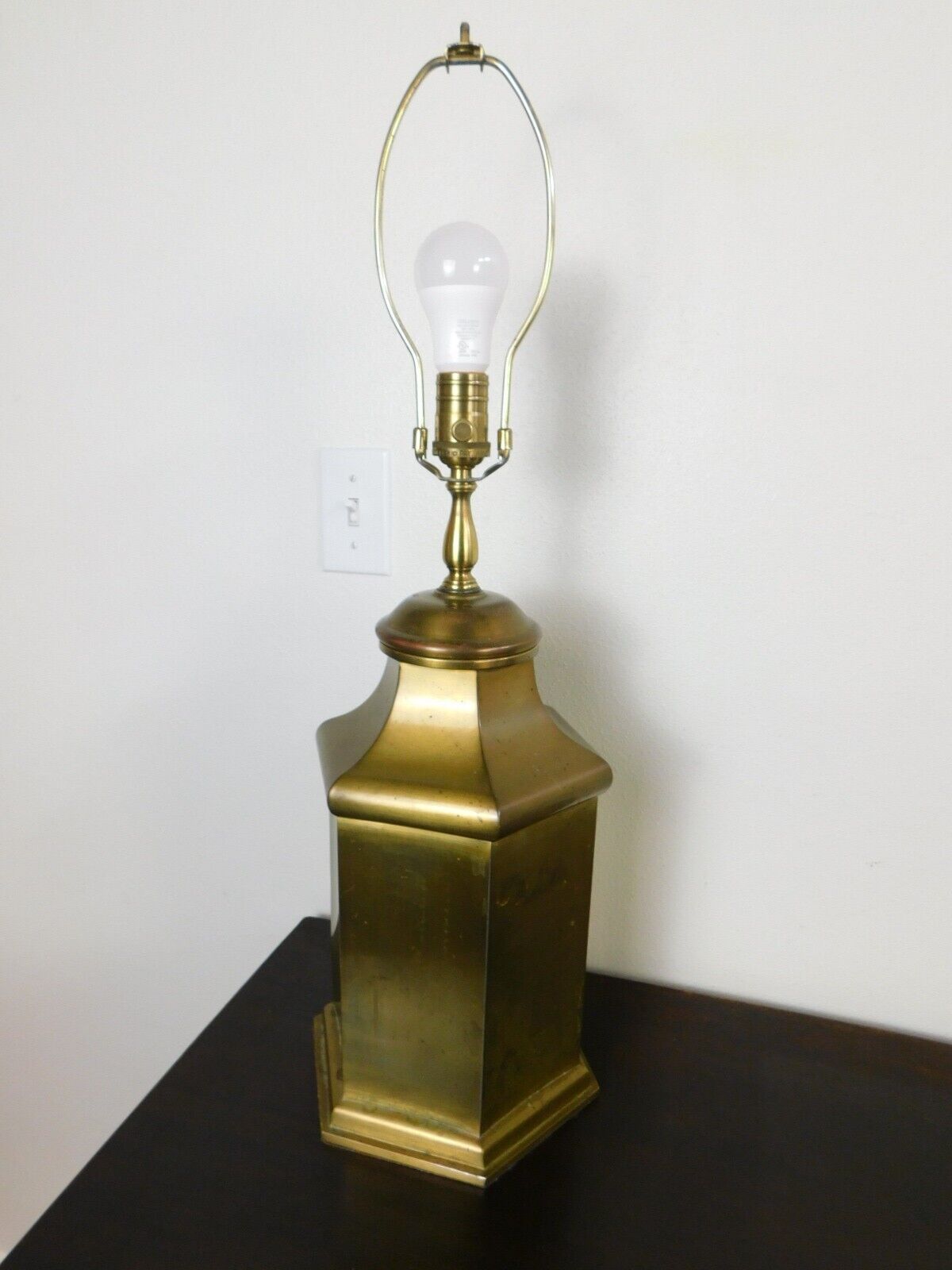 MCM 70s Regency VINTAGE SOLID Brass Base Table Lamp TALL NICE TESTED WORKING