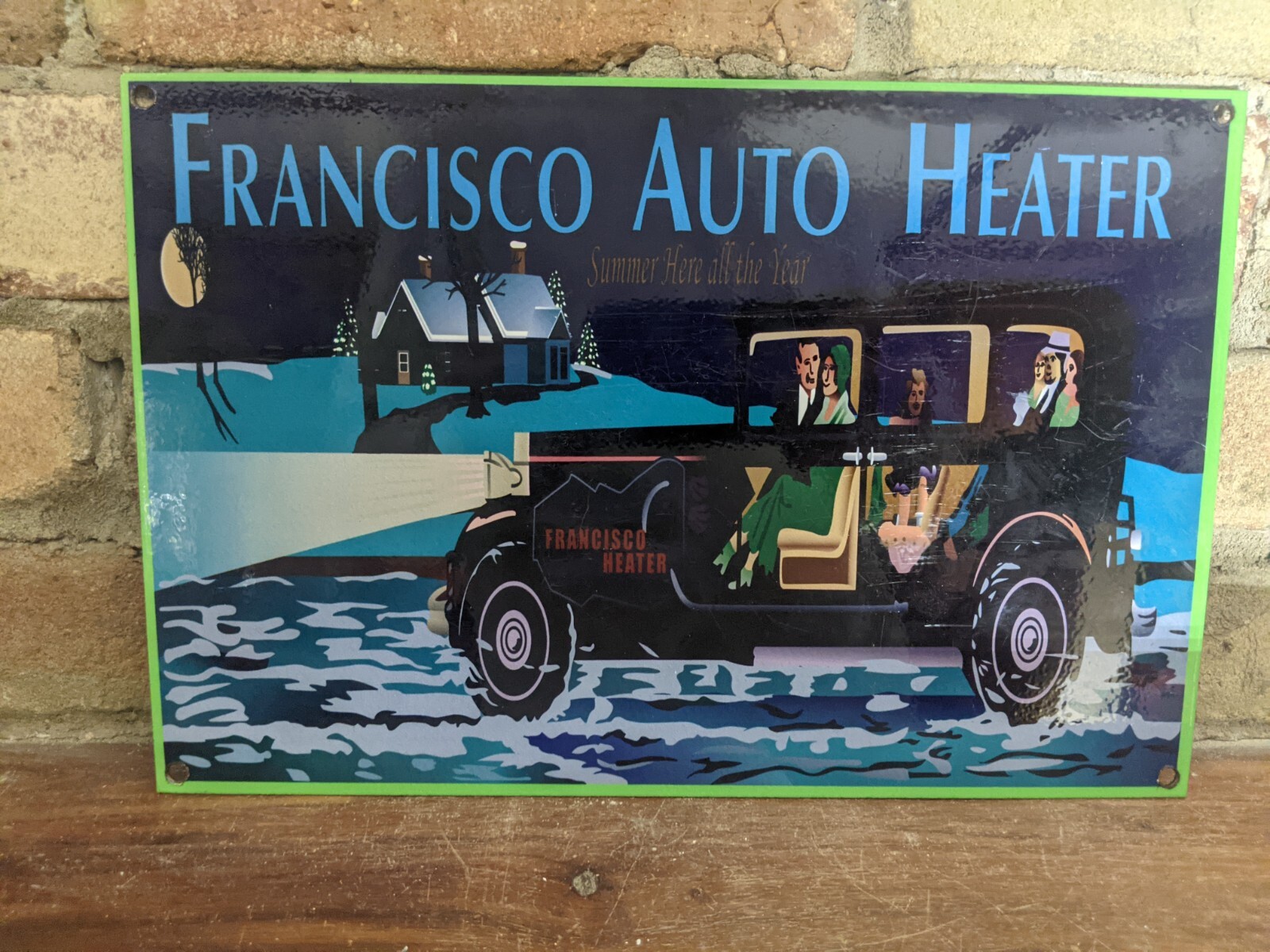 VINTAGE FRANCISCO AUTO HEATER PORCELAIN METAL PARTS SIGN 12\